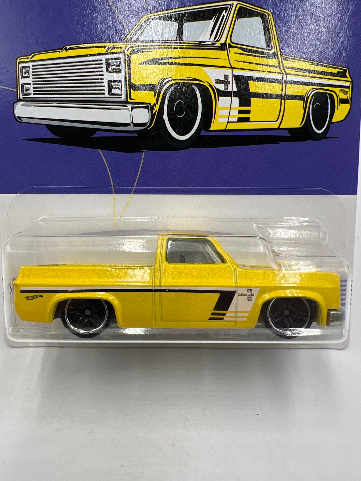 Hot Wheels Walmart Exclusive American Truck Series #5 83 Chevy Silverado Yellow W/Protector