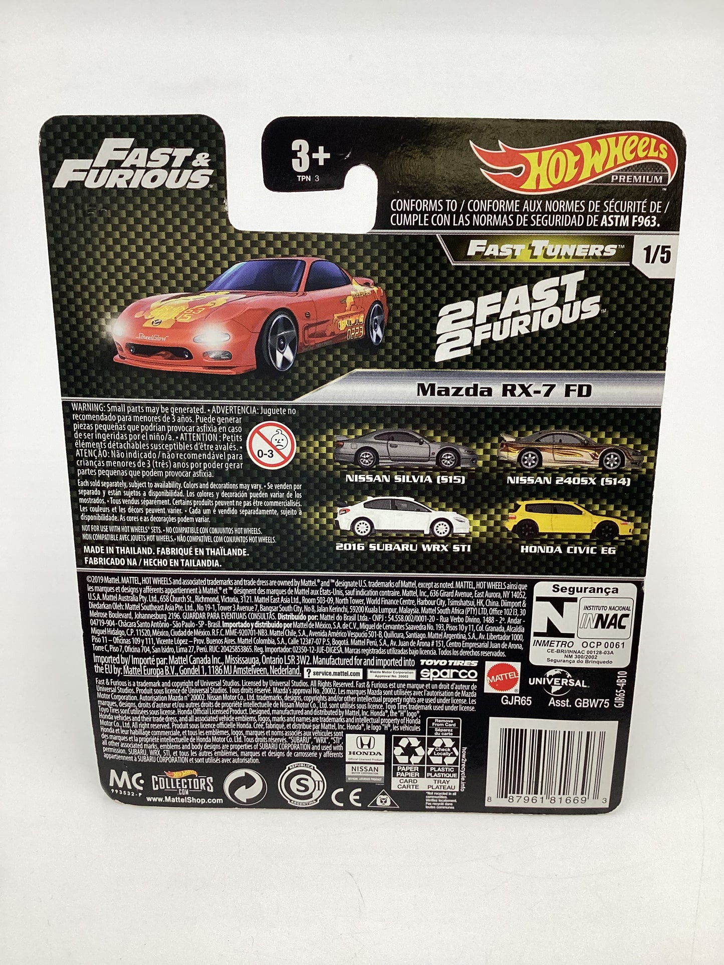 Hot Wheels Fast & Furious Fast Tuners #1 Mazda RX-7 FD Red W/Protector