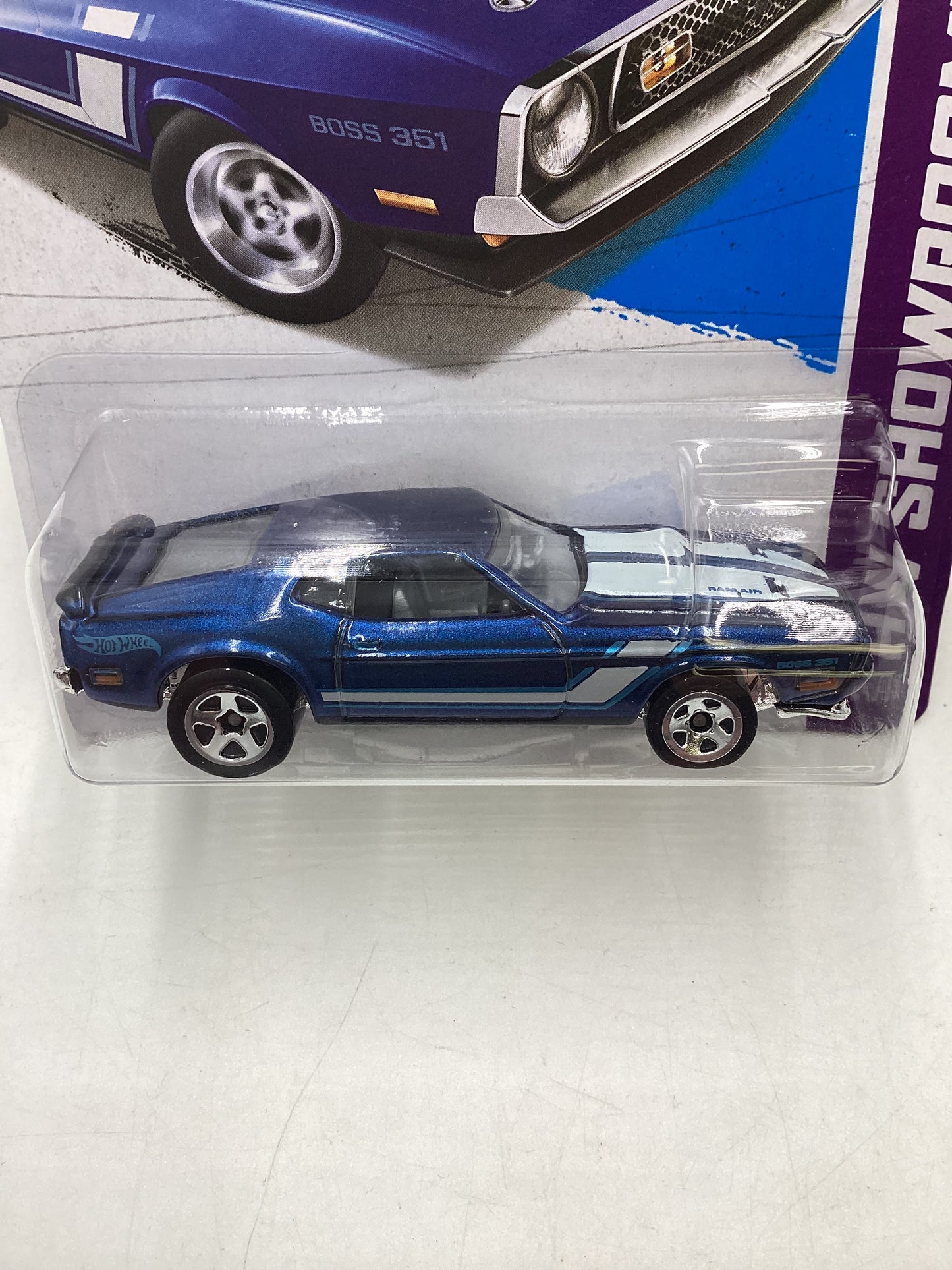 2013 Hot Wheels #224 71 Mustang Boss 351 Blue 30i