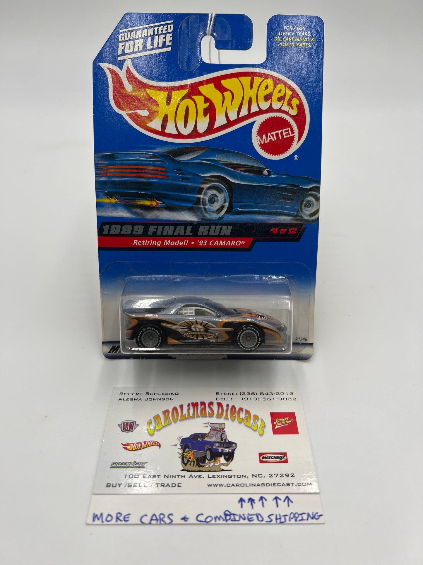 1999 Hot Wheels Final Run Series #8 93 Camaro Silver Real Riders 236D