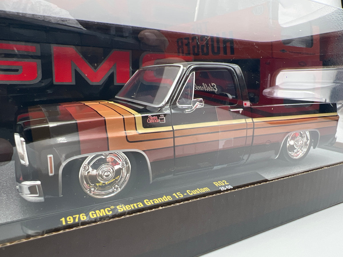 2026 M2 Machines R02 1/24 & 1/64 2 Pack 1976 GMC Sierra Grande 15 Custom Black
