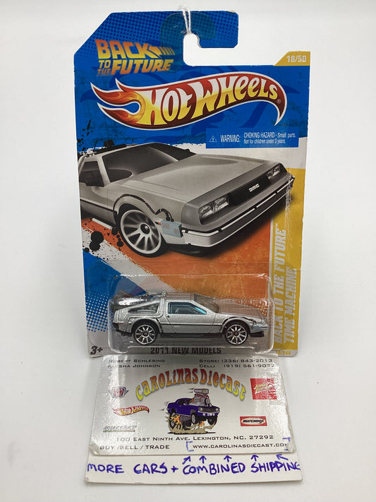 2011 Hot Wheels Back to the Future Time Machine Silver * Bad Card*