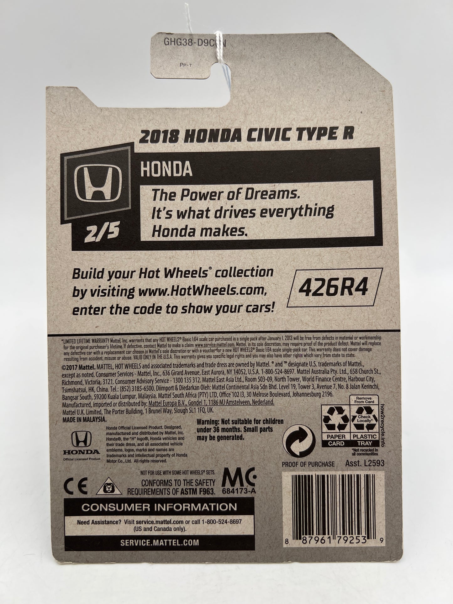 2020 Hot Wheels Walmart Exclusive Zamac 14 #81 2018 Honda Civic Type R