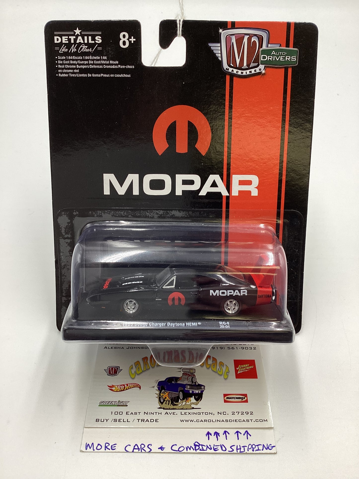 M2 Machines Auto Driver Mopar 1969 Dodge Charger Daytona Hemi R64 Black 192E