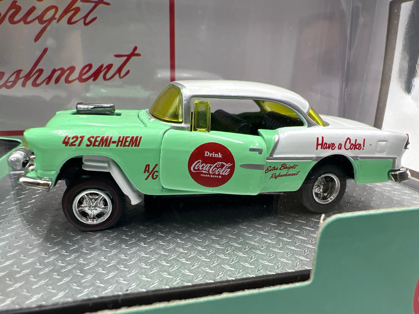 M2 Machines Auto Haulers Coca Cola 1958 Chevrolet Spartan LCF & 1955 Chevrolet Bel Air Gasser TW11