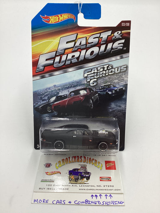 2015 Hot Wheels Fast & Furious #3 70 Dodge Charger R/T Black 69E