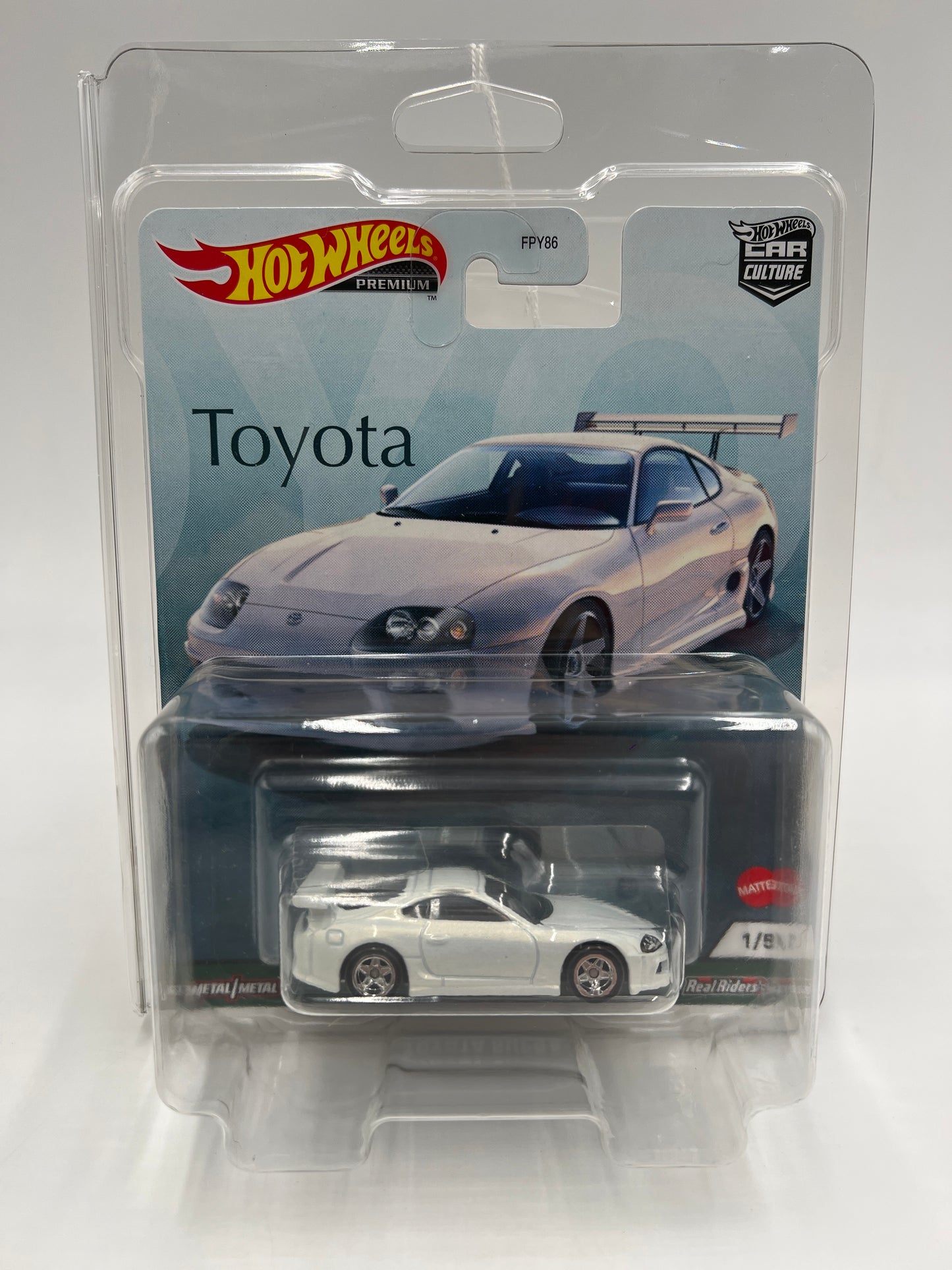 Hot Wheels Premium Toyota #1 Toyota Supra White W/Protector Cracked Blister