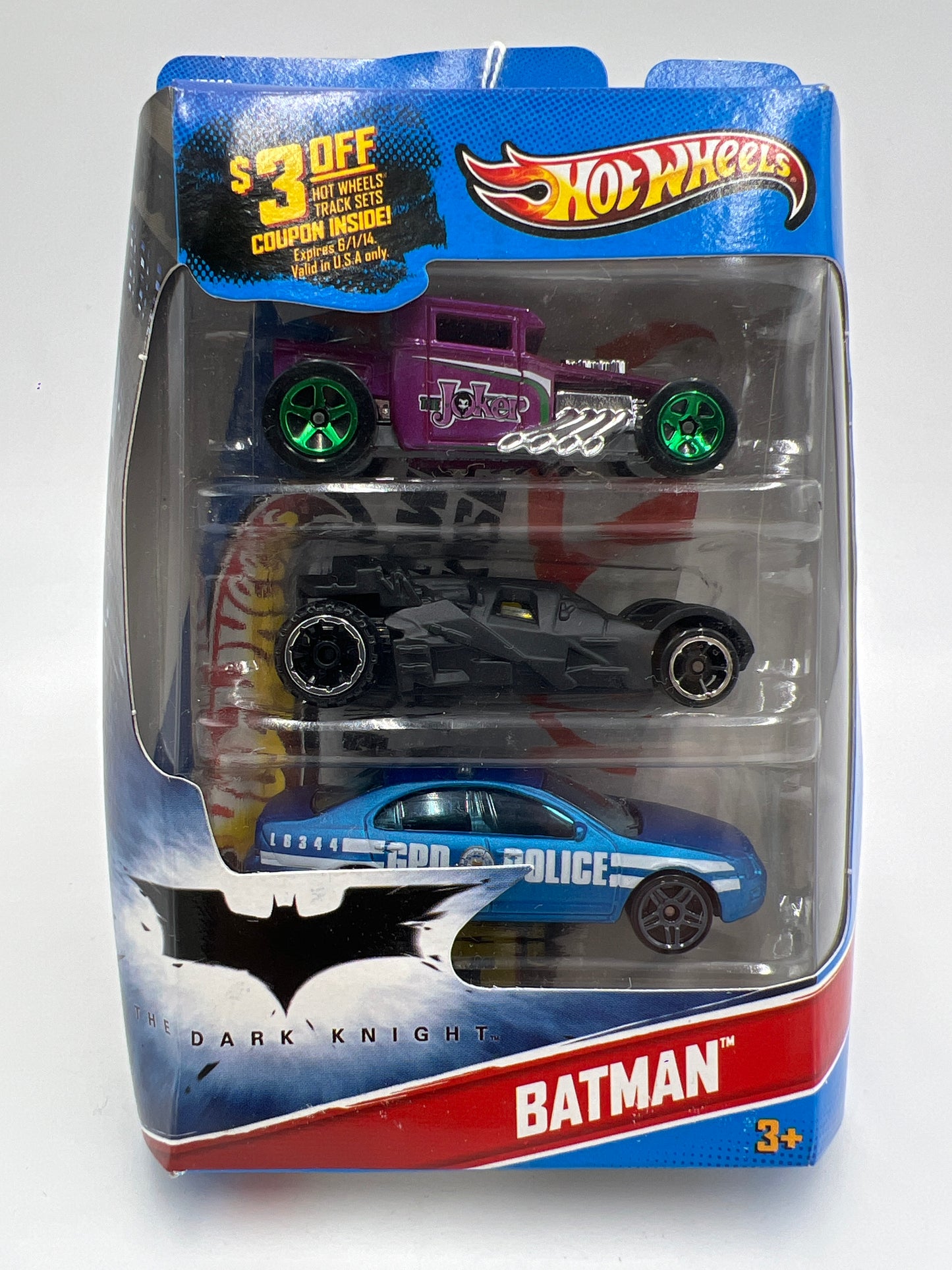 Hot Wheels 3 Pack Batman The Dark Knight Bone Shaker/Ford Fusion/Batmobile Card Not Perfect SR