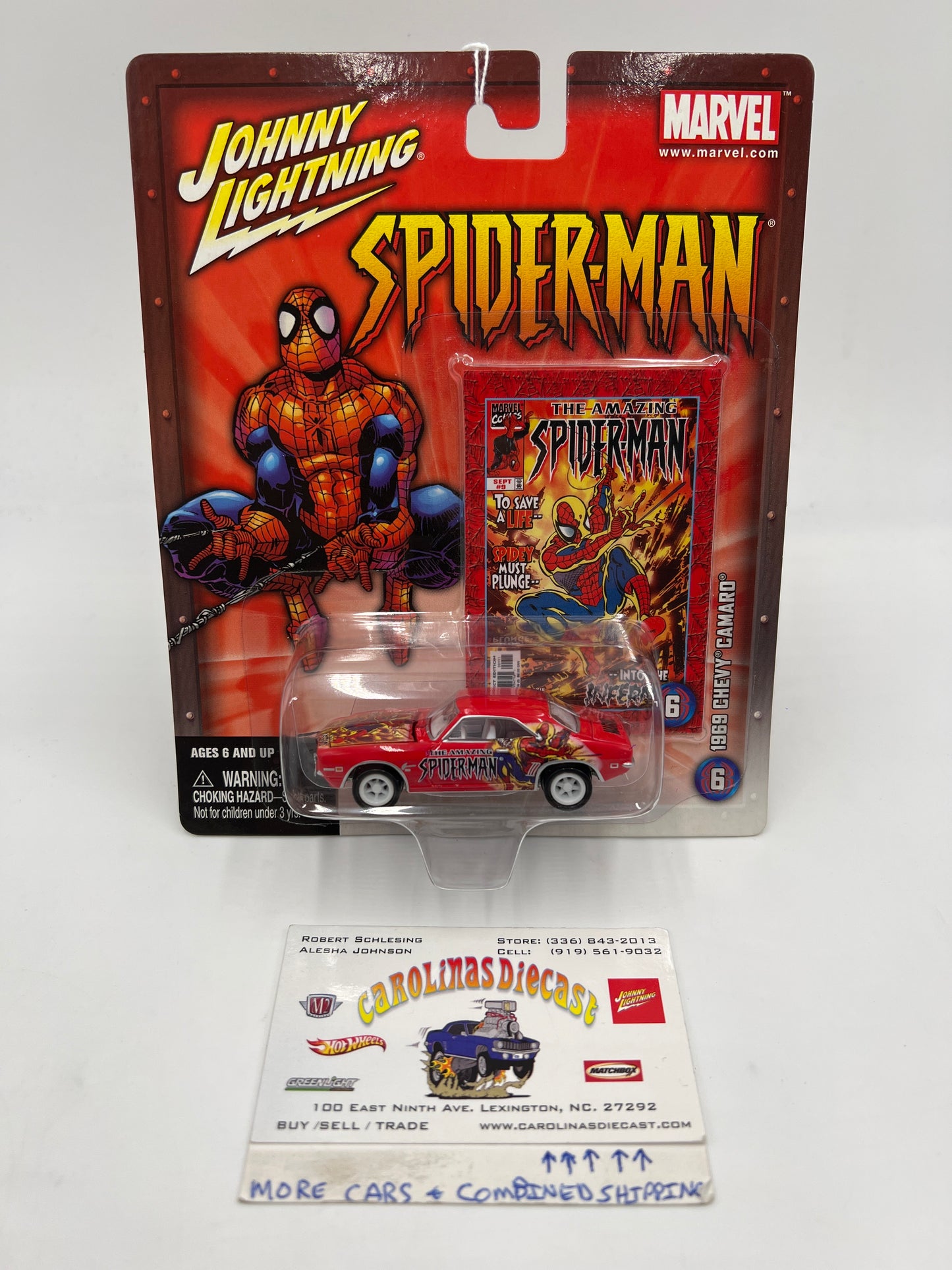 Johnny Lightning White Lightning Chase Marvel Spider-Man #6 1969 Chevy Camaro Red
