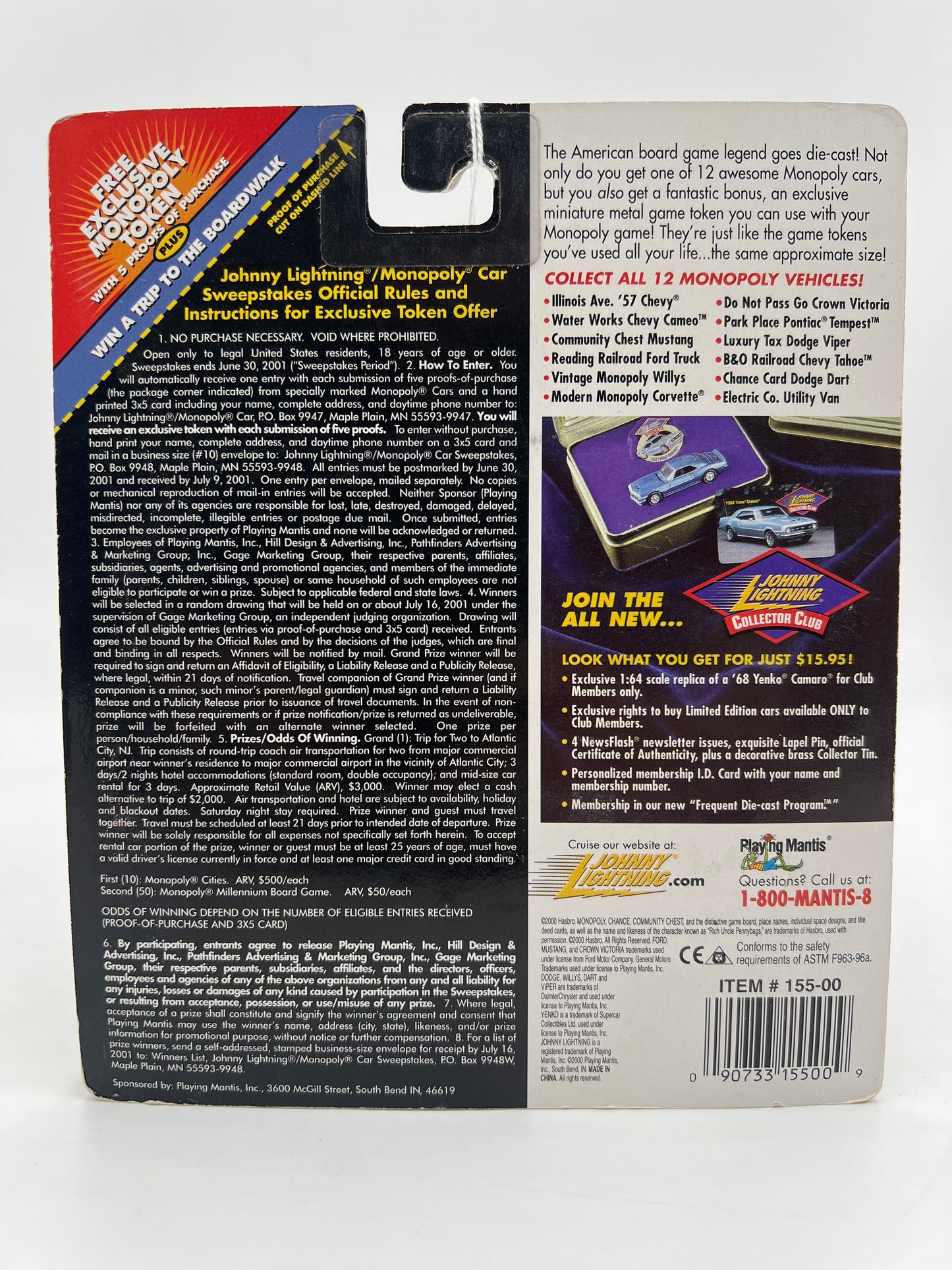 Johnny Lightning Monopoly 1997 Chevy Tahoe White 230D