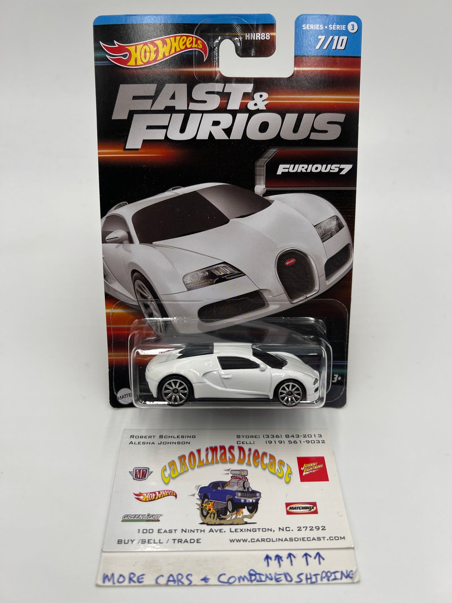 Hot Wheels Fast & Furious Series 3 #7 Bugatti Veyron White W/Protector