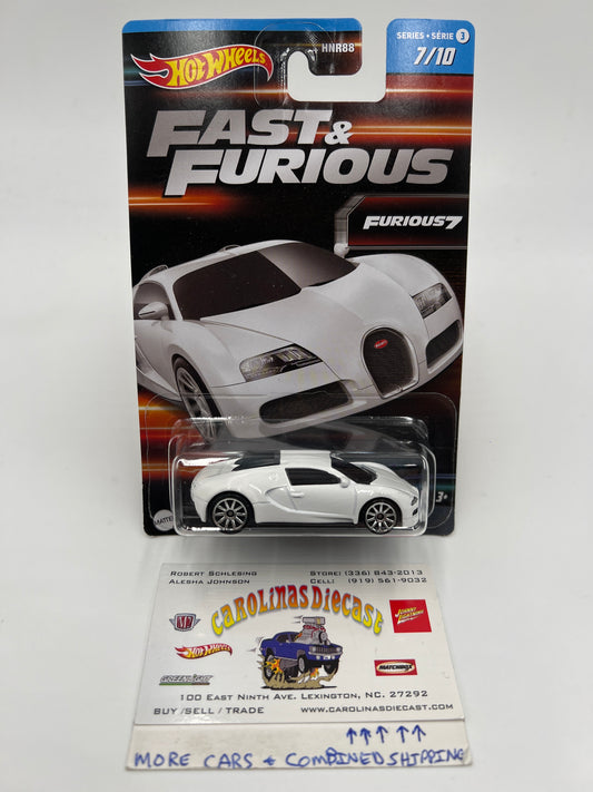 Hot Wheels Fast & Furious Series 3 #7 Bugatti Veyron White W/Protector