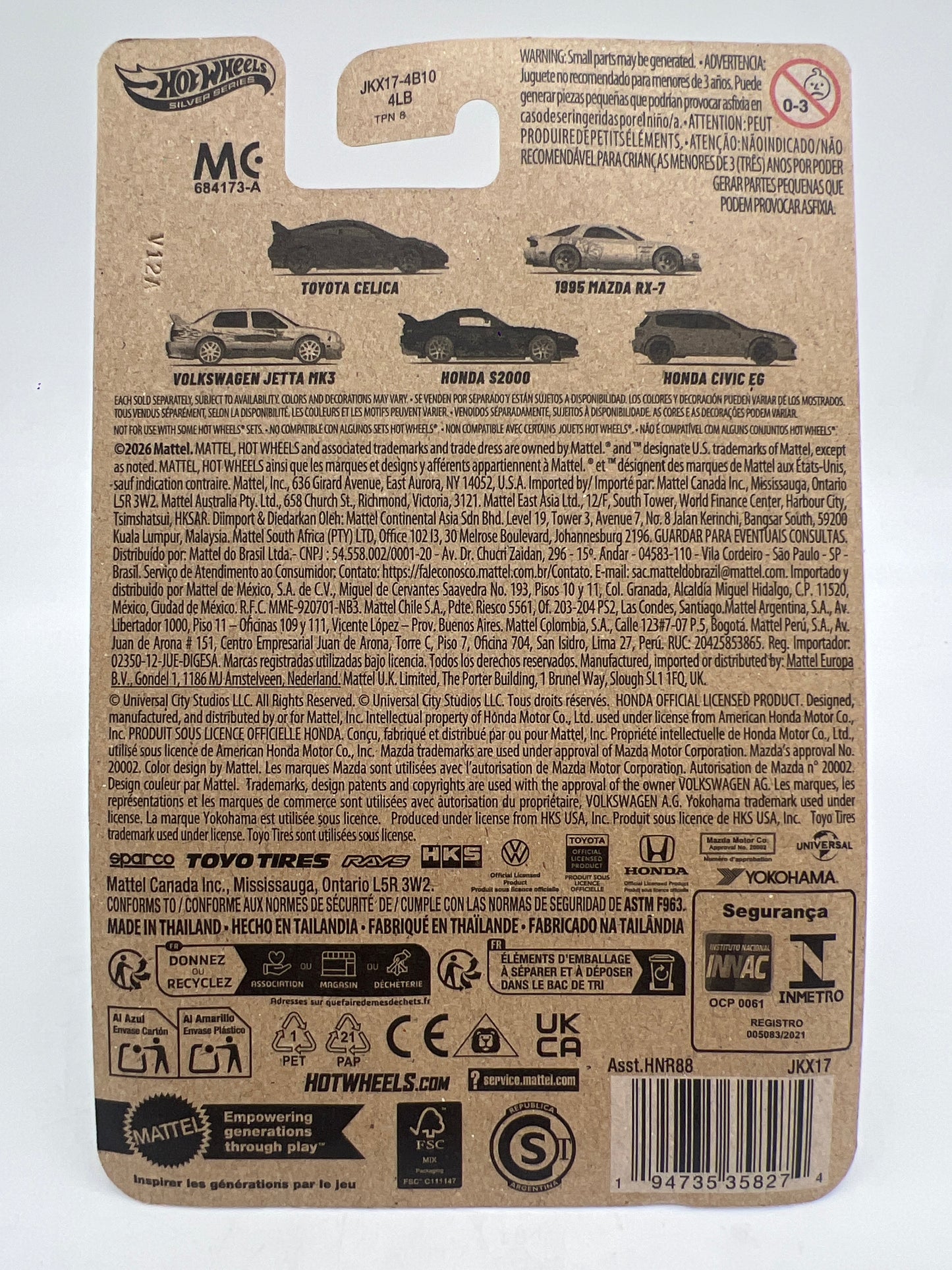 2026 Hot Wheels Silver Series Fast & Furious Race Off #3 Volkswagen Jetta MK3 White 74C