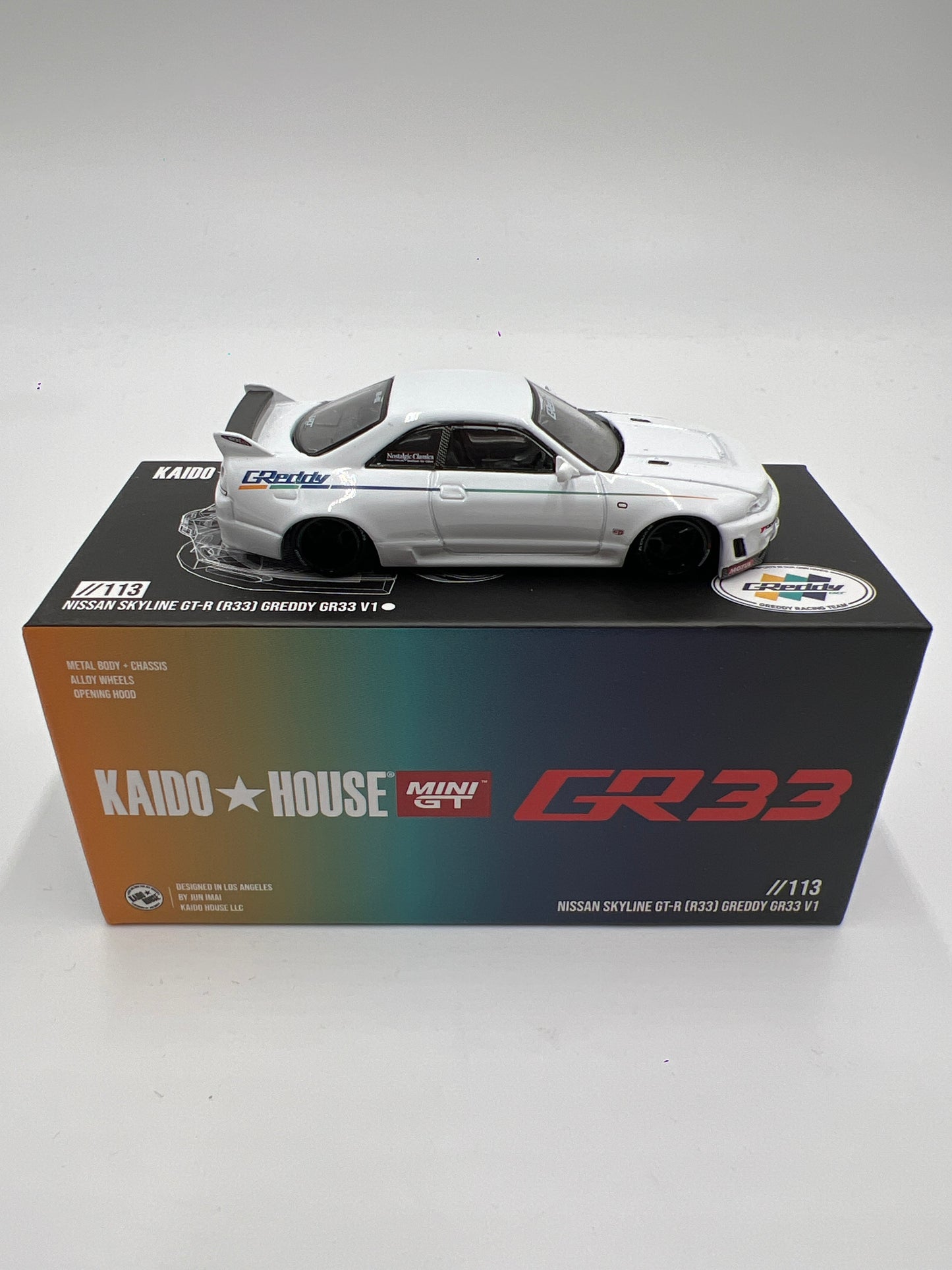 Mini GT Kaido House #113 Nissan Skyline GT-R R33 GRreddy GR33 V1 White