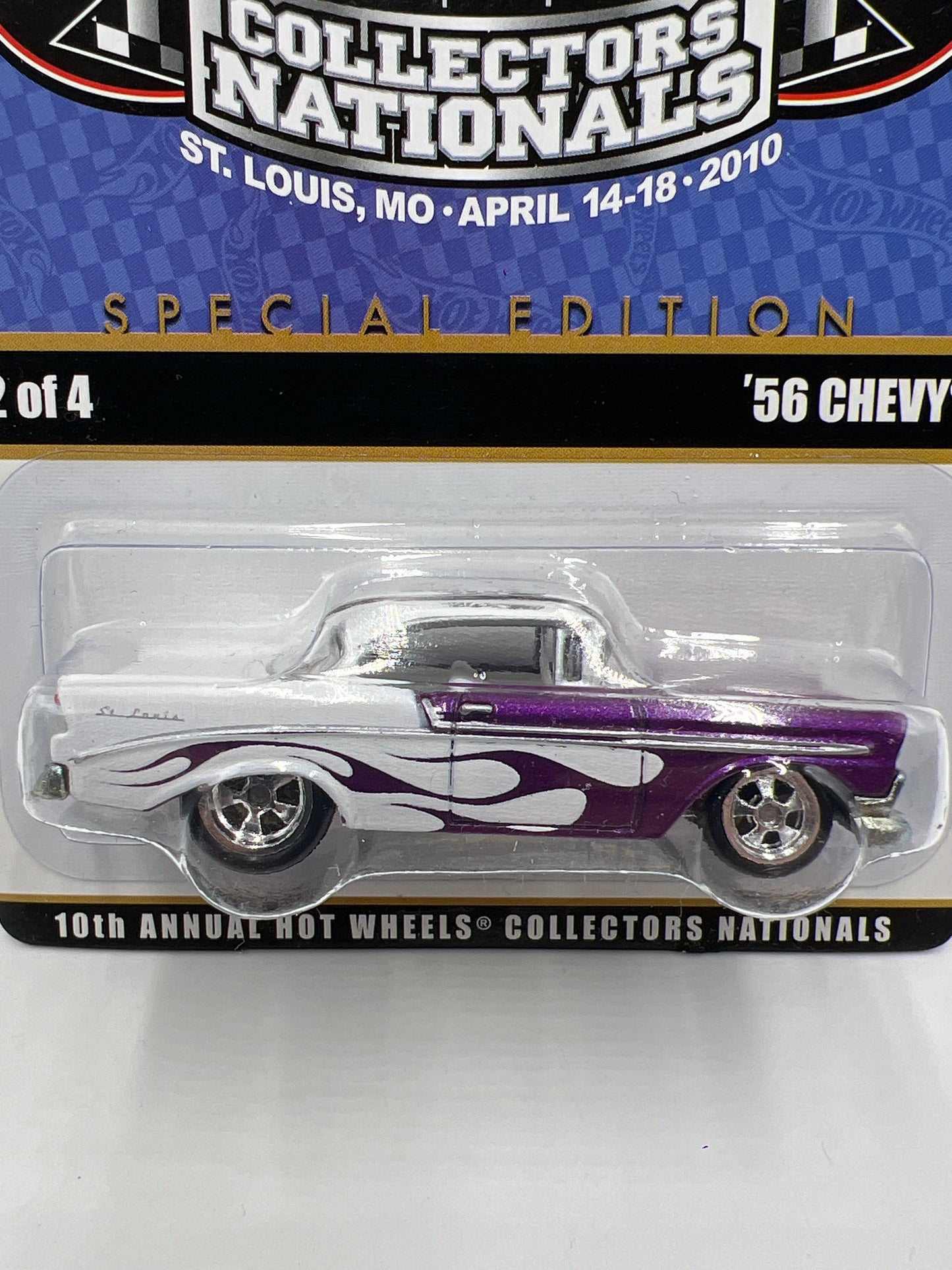 2010 Hot Wheels 10th Annual Collectors Nationals MO #1608/2400 56 Chevy W/Protector