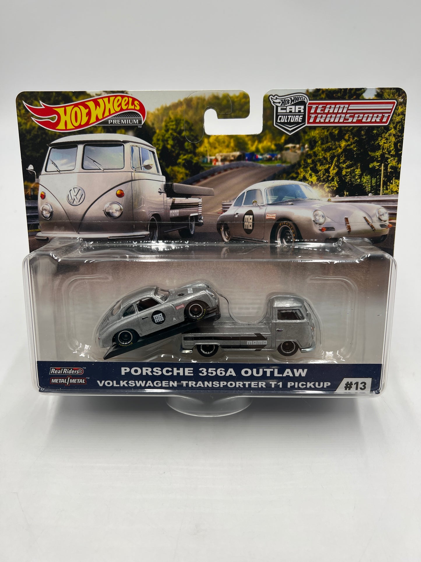 Hot Wheels Team Transport #13 Porsche 356A Outlaw & Volkswagen Transporter T1 Pickup W/Protector