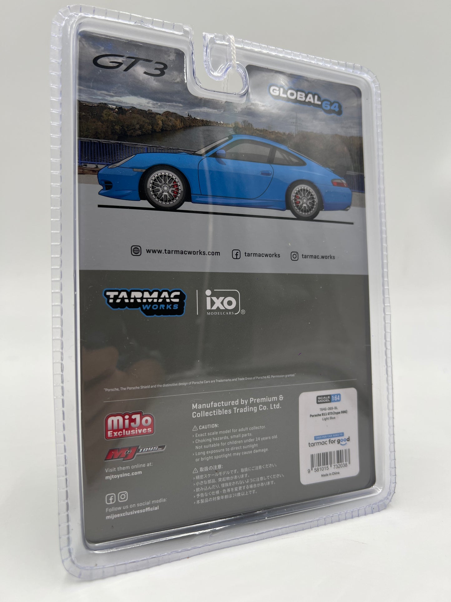 Tarmac Works x IXO Models Mijo Exclusives CHASE Porsche 911 GT3 Type 996 Light Blue Chrome