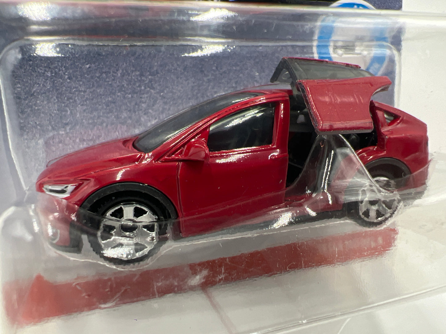 Matchbox Moving Parts MBX Road Trip Tesla Model X Red W/Protector HTF