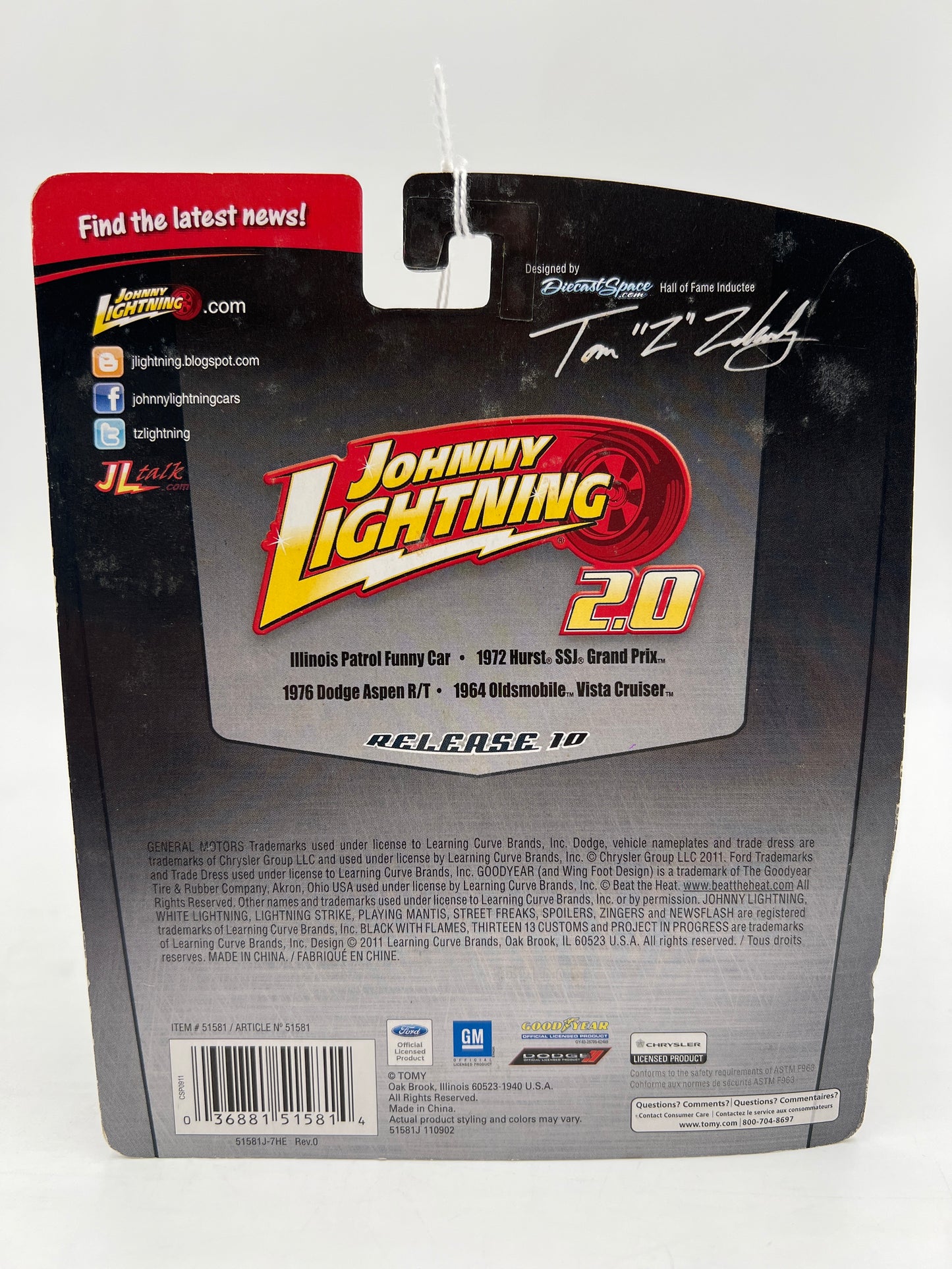 Johnny Lightning 2.0 Tomy #10 1976 Dodge Aspen R/T Black W/Rubber Tires