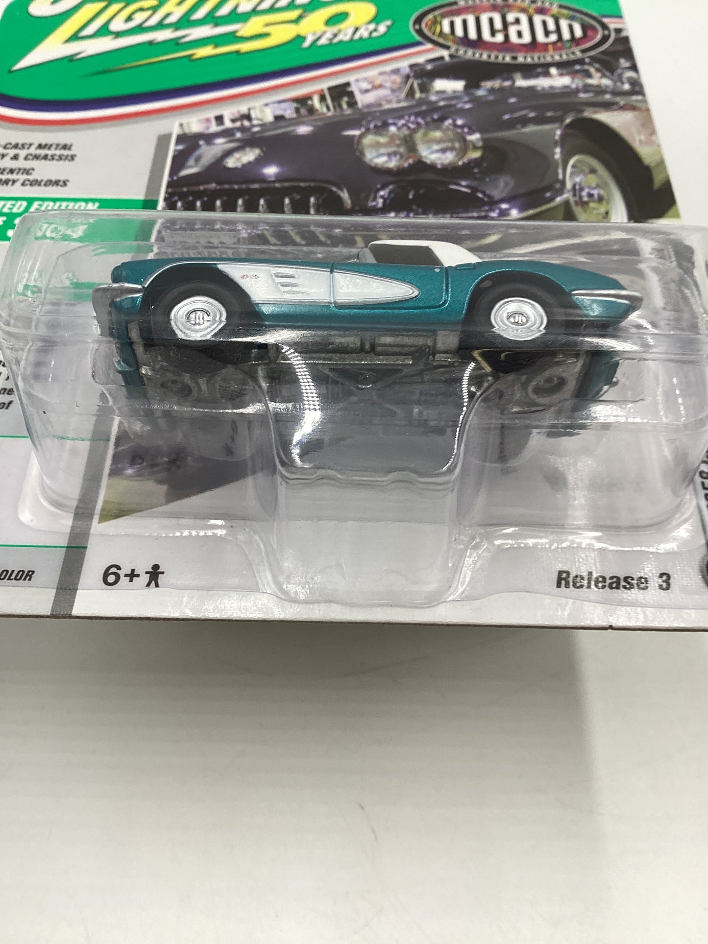 Johnny Lightning Muscle Cars USA MCACN Release Version 3 1958 Chevy Corvette Convertible Turquoise 185B