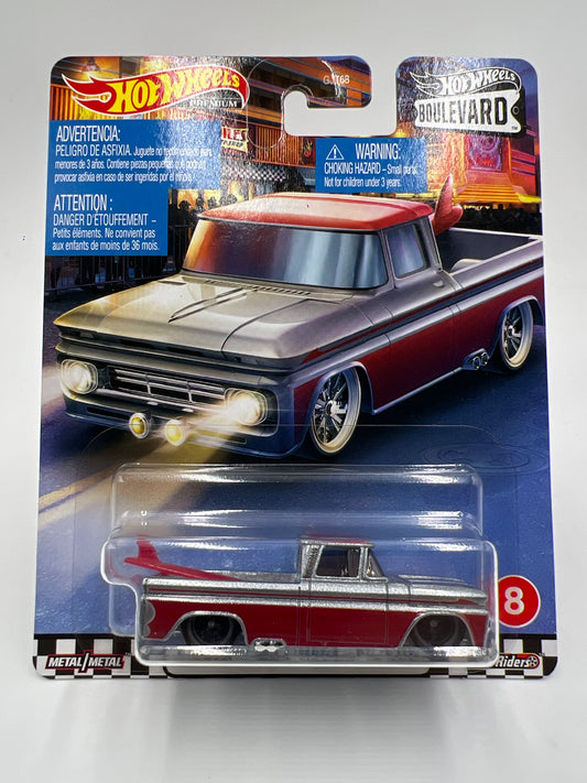 Hot Wheels Premium Boulevard #8 Custom 62 Chevy Pickup Red/Gray W/Protector