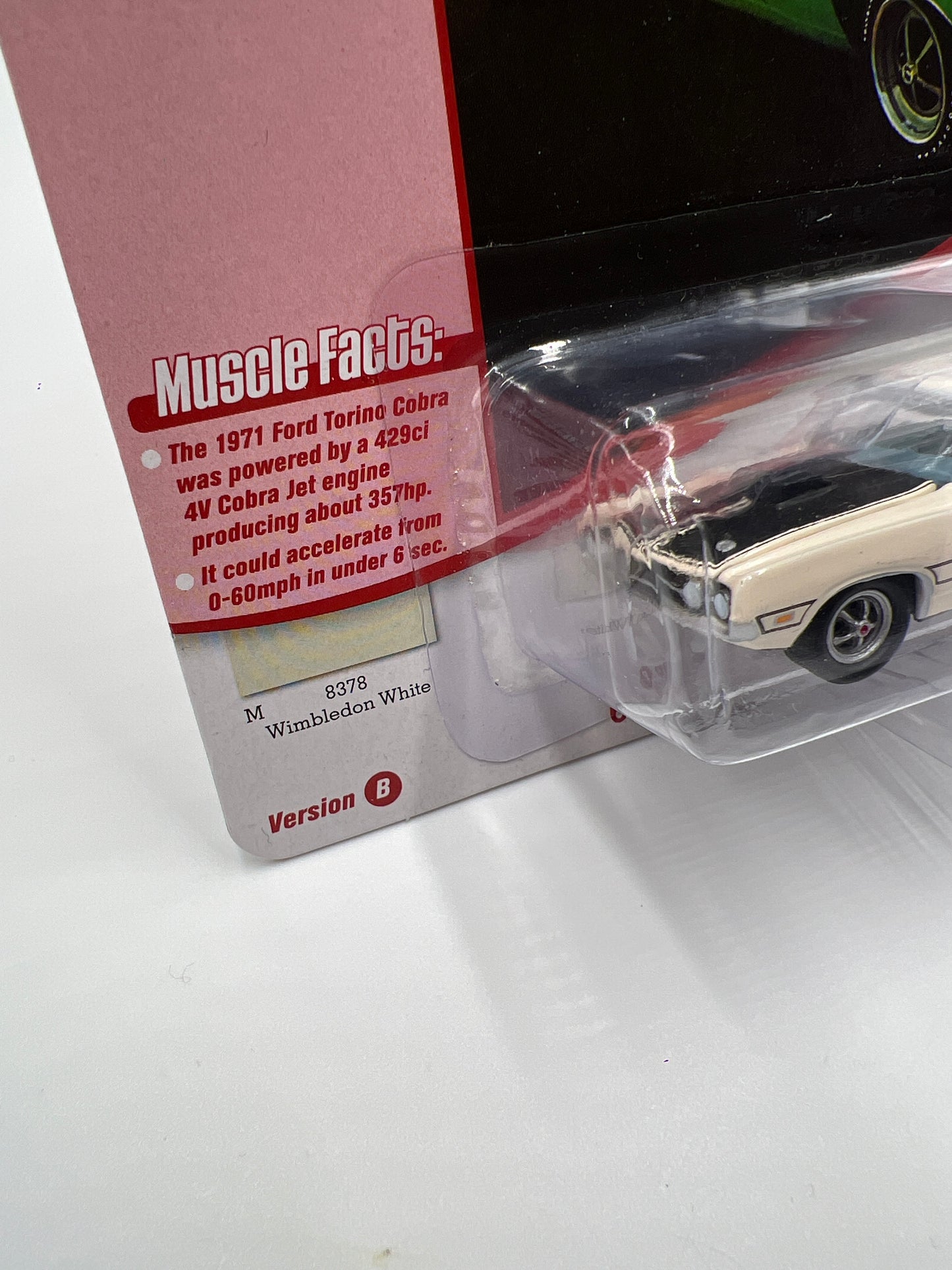 Johnny Lightning Muscle Cars U.S.A Class of 1971 Release 2 Version B 1971 Ford Torino Cobra Wimbledon White 232B