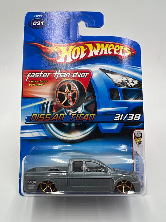 2006 Hot Wheels First Editions #31 Faster Than Ever Nissan Titan Silver FTE Gold Wheels W/Protector