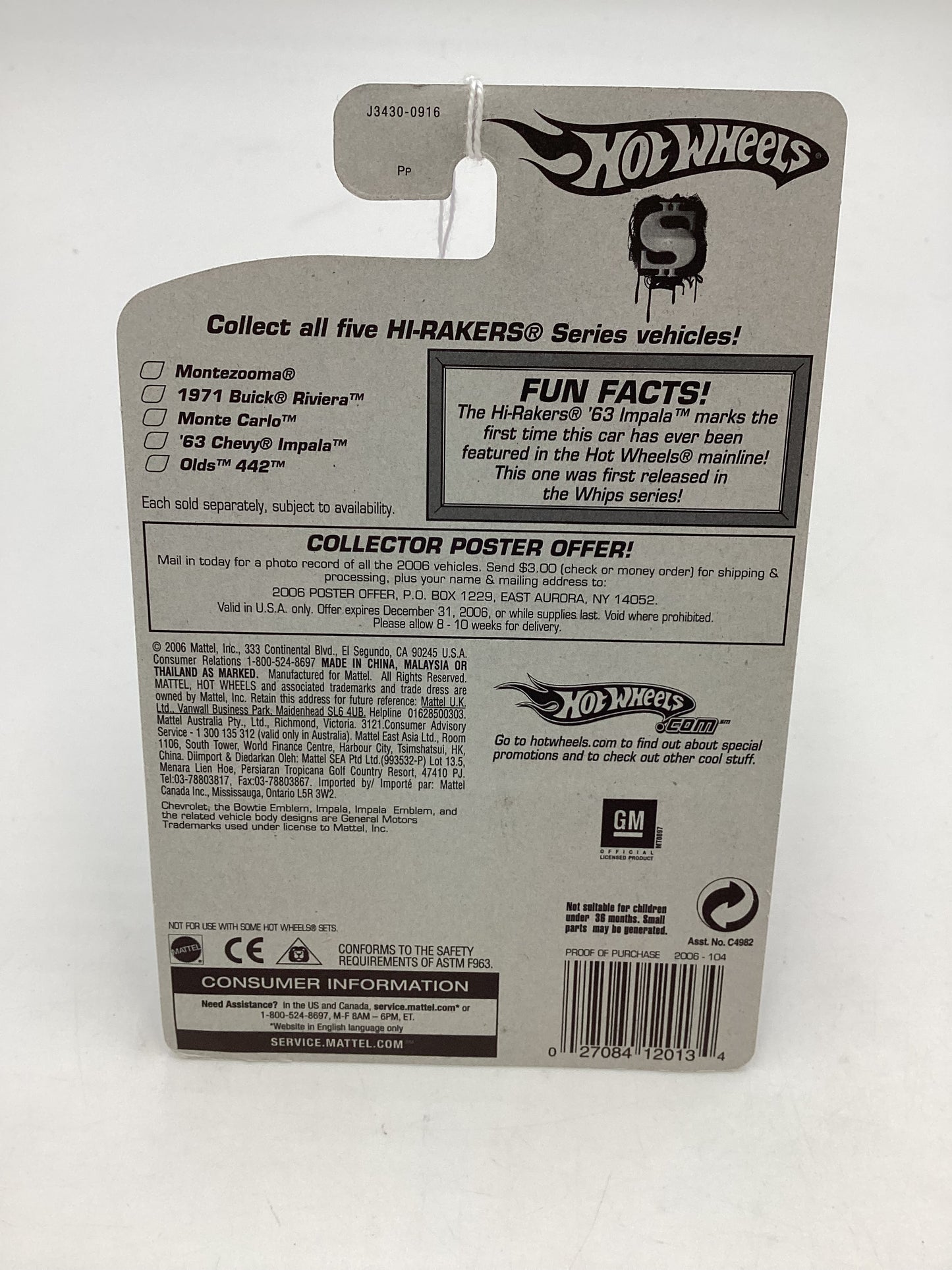 2006 Hot Wheels #104 Hi Rakers 63 Chevy Impala Green 10B