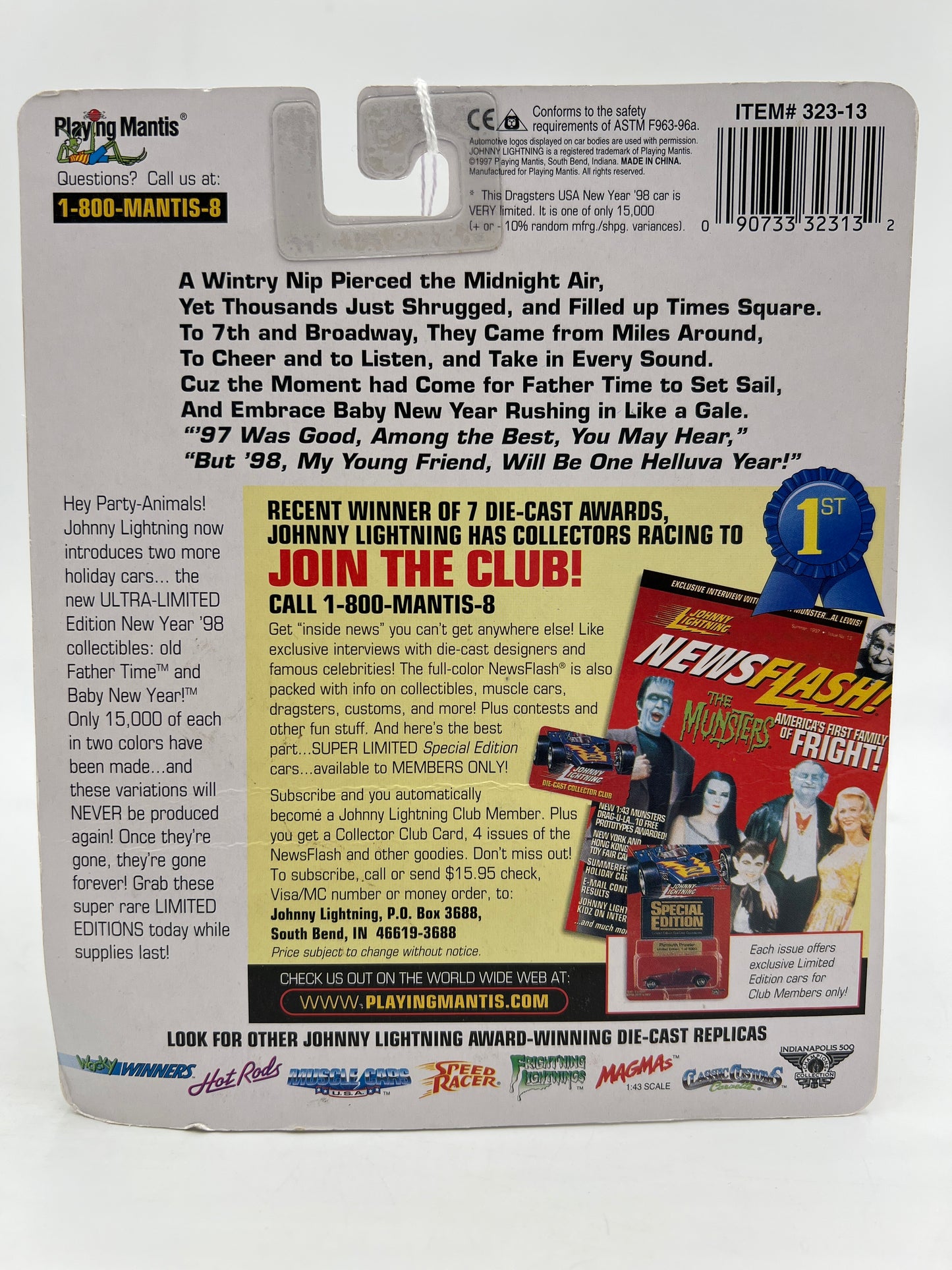 Johnny Lightning Dragsters New Year 98 #11611 Father Time Purple 186C