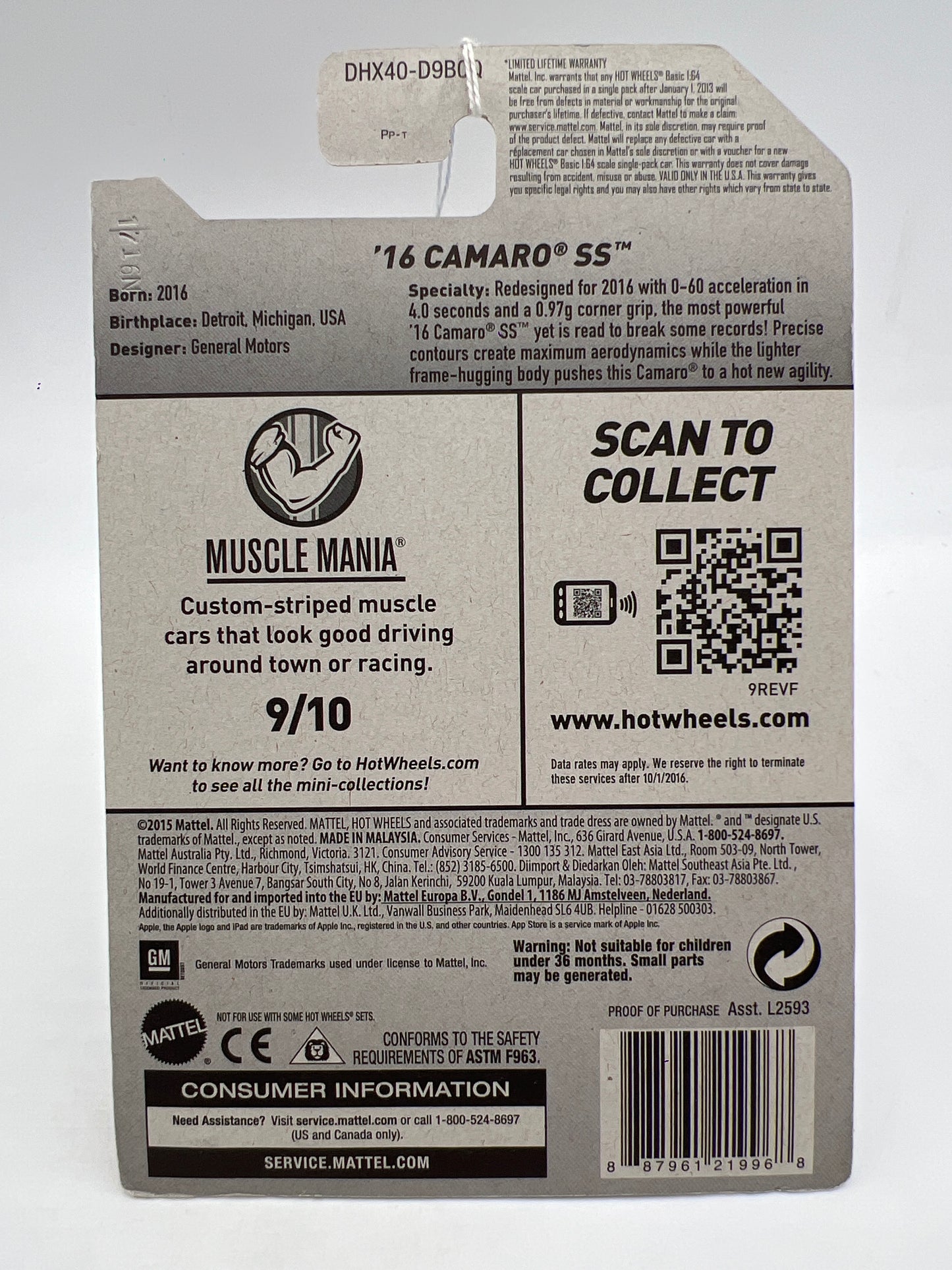 2016 Hot Wheels Muscle Mania #129 16 Camaro SS Red 6D