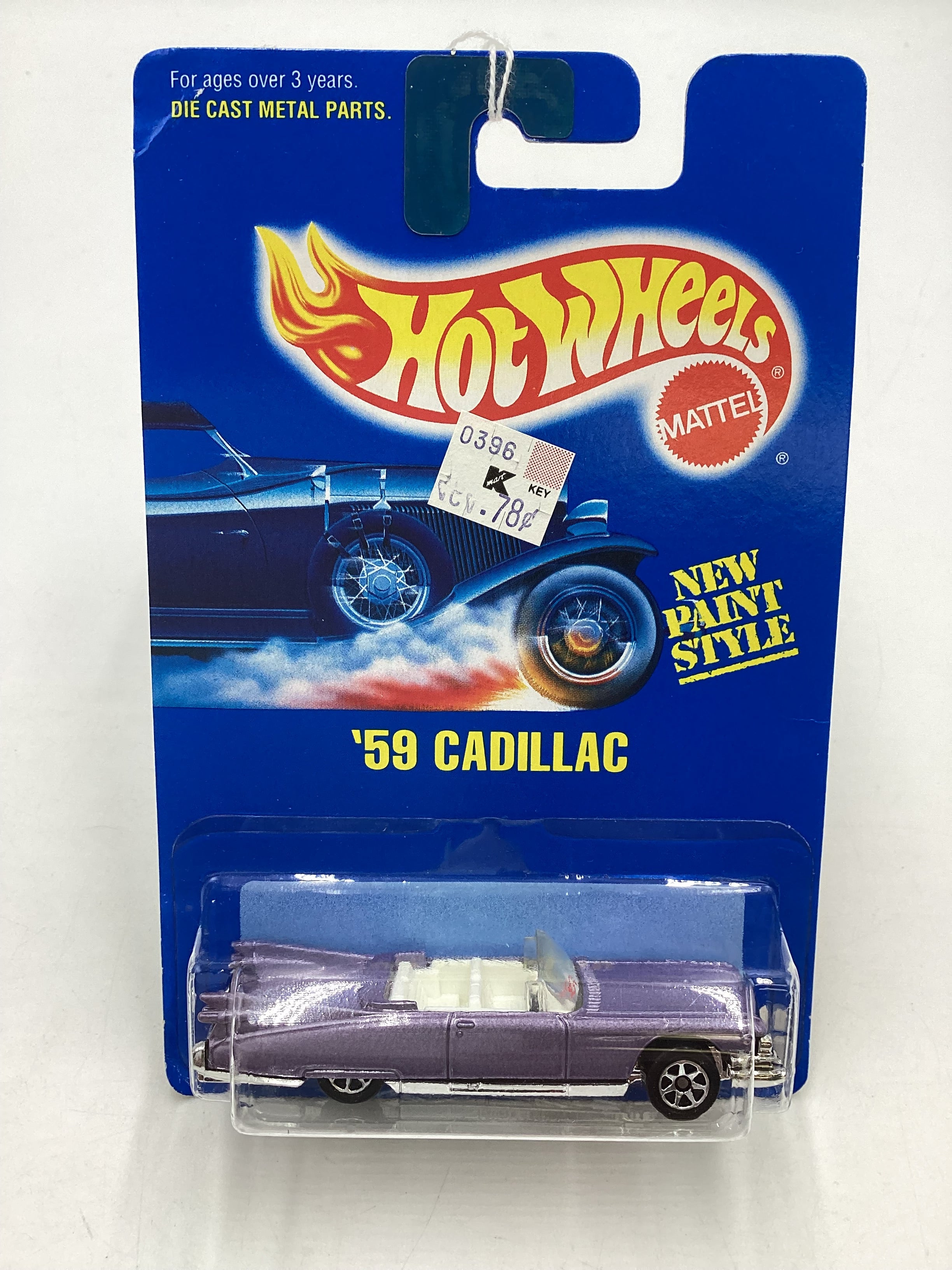 Hot Wheels Blue Card Collector No. 266 59 Cadillac Purple 7SP Chrome W carolinasdiecast