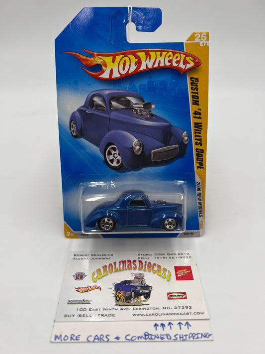 2009 Hot Wheels New Models #25 Custom 41 Willys Coupe Blue 34F