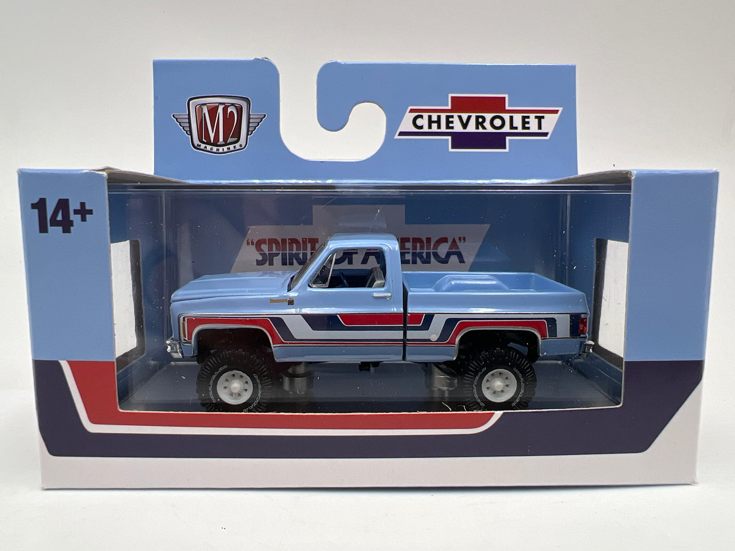 2026 M2 Machines WMTS24 Walmart Exclusive 1976 Chevy K-10 Spirit Of 76 4x4 Blue
