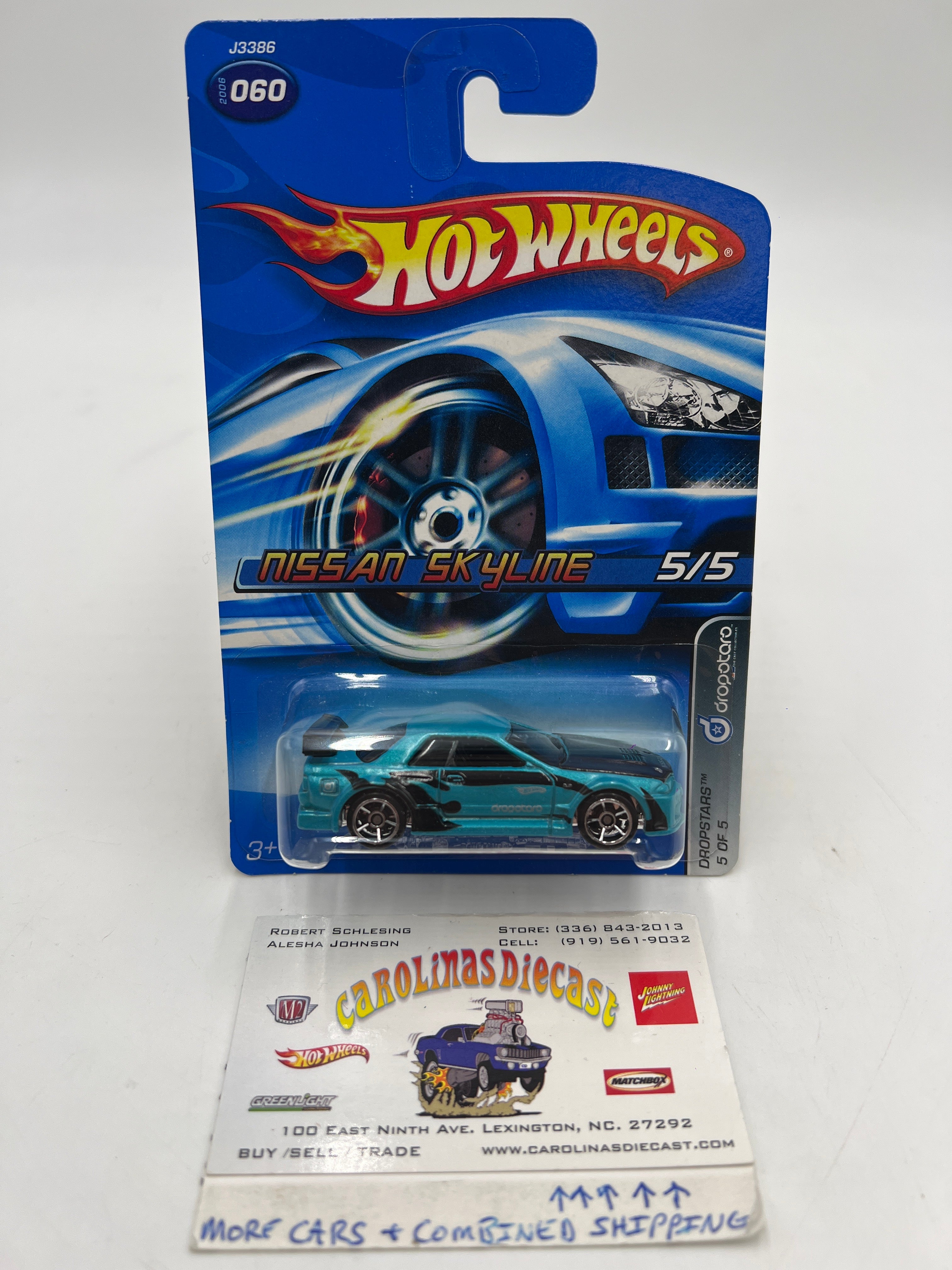 New 2007 Hot Wheels - Dropstars 2024 - Nissan Skyline - Teal on a Short Card