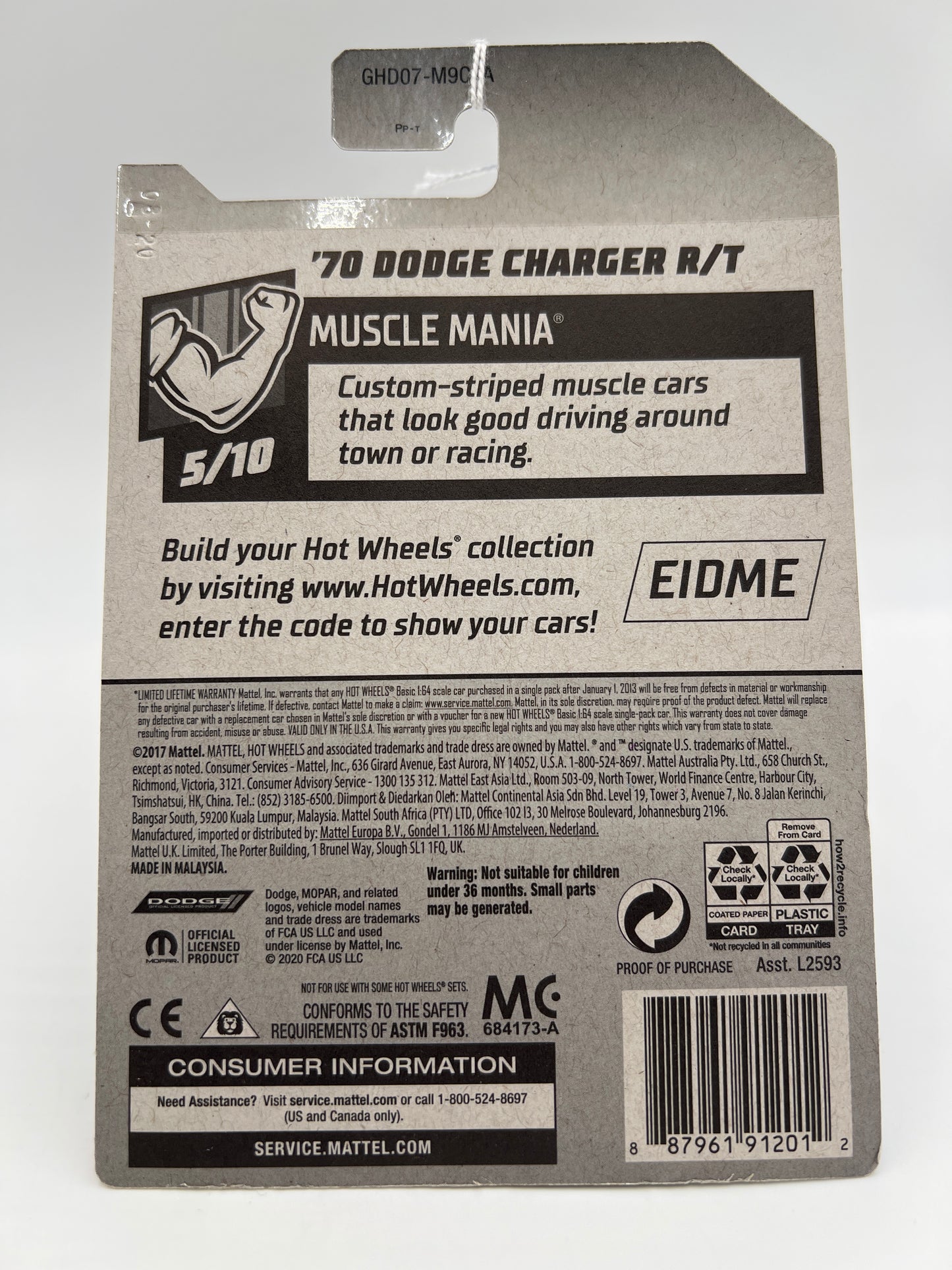 2020 Hot Wheels Muscle Mania #249 70 Dodge Charger R/T Blue