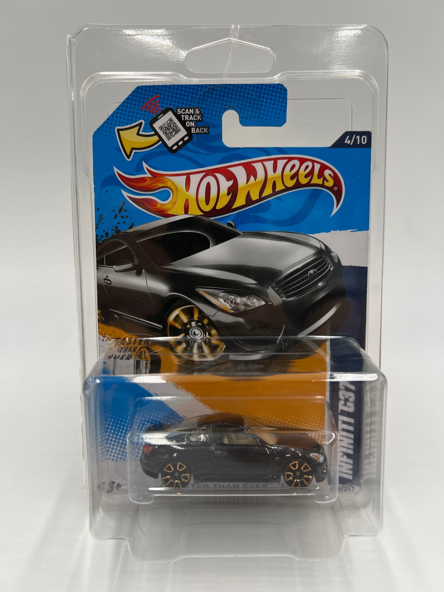 2012 Hot Wheels Faster Than Ever #94 Infiniti G37 Black FTE2 W/Protector