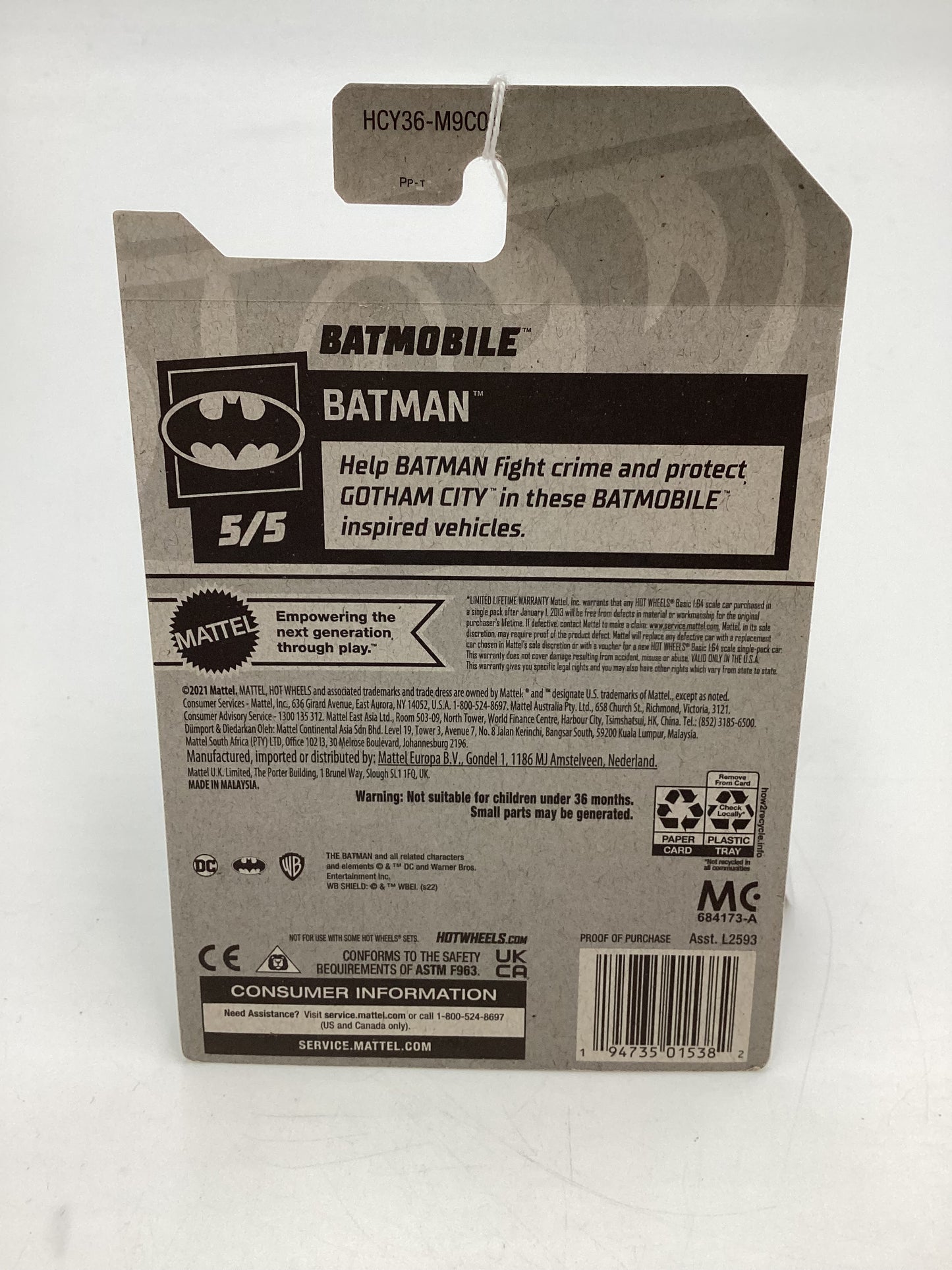 2022 Hot Wheels #178 Zamac 10 Years Batman Batmobile 148H