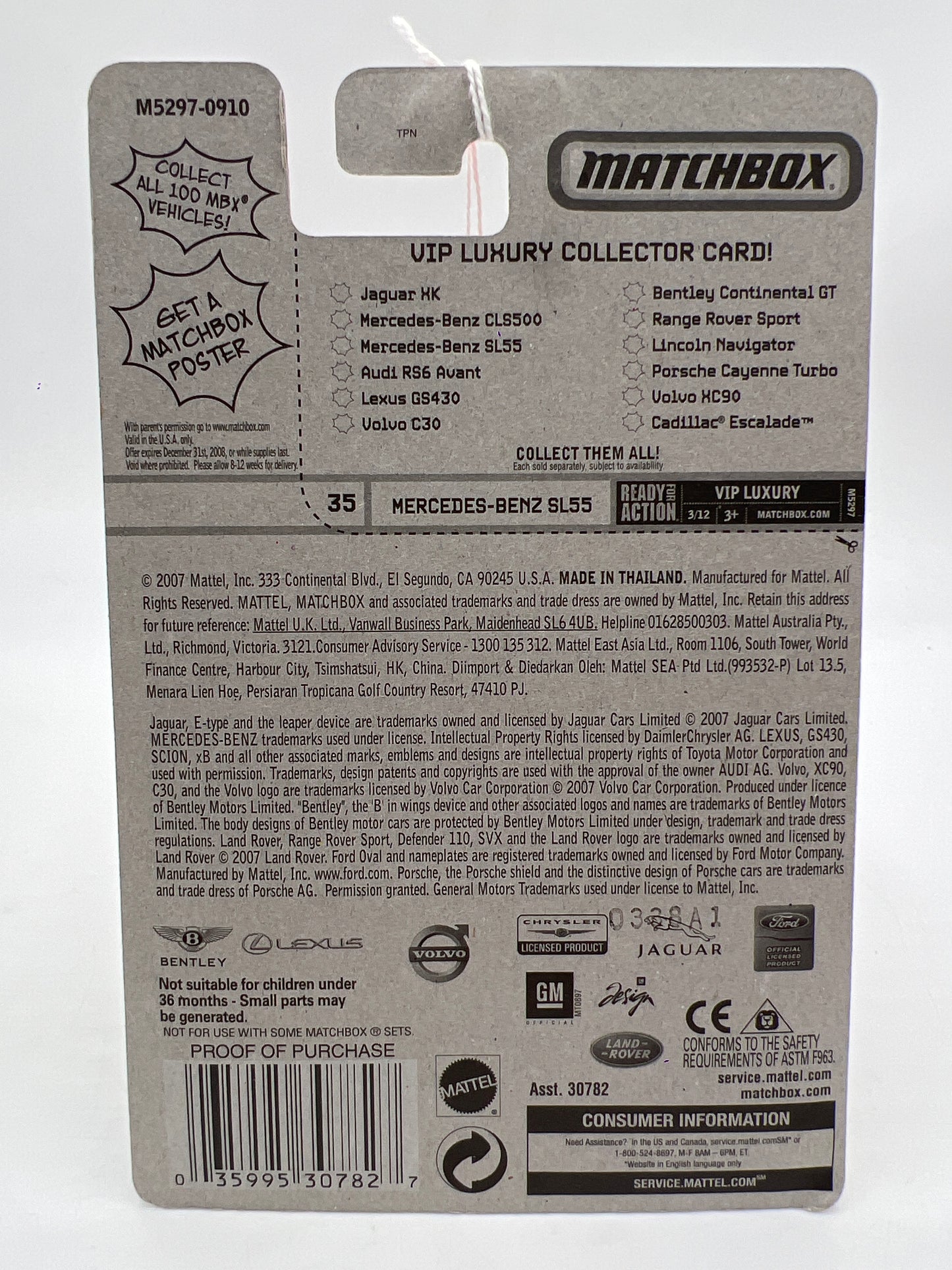 Matchbox VIP Luxury #35 Mercedes-Benz SL55 Silver 216P