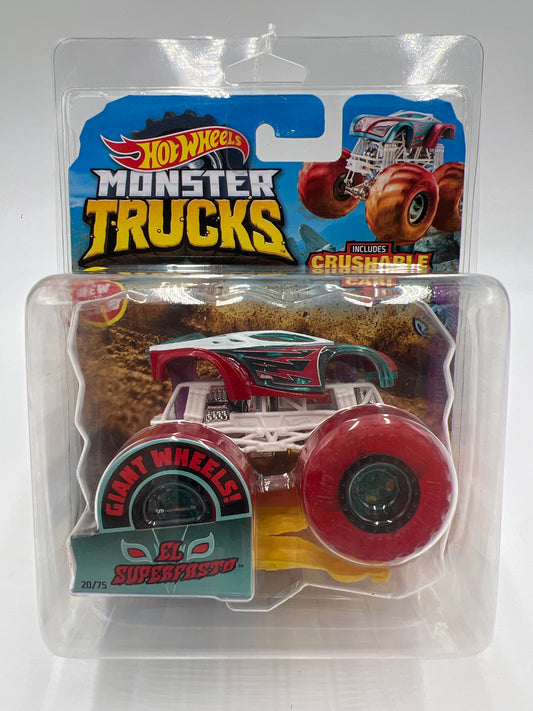 2020 Hot Wheels Monster Trucks Tinted Wheels #3 El Superfasto W/Protector VHTF