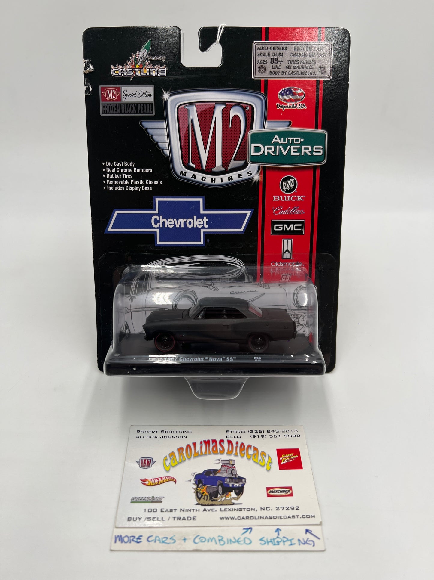 M2 Machines Auto-Drivers Special Edition Frozen Black Pearl 1957 Chevrolet Nova SS R35 Card Not Perfect 193D