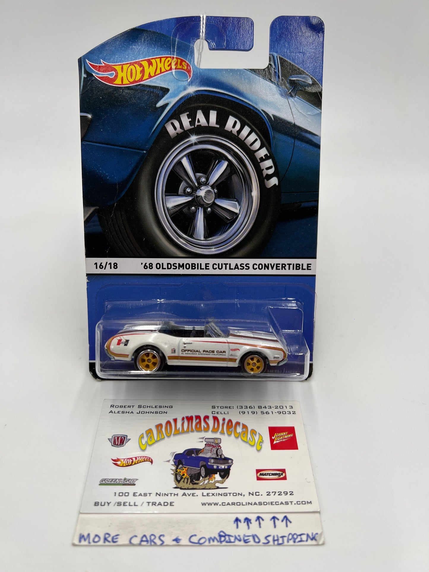 Hot Wheels Heritage Real Riders #16 Hurst 68 Oldsmobile Cutlass Convertible White (Bad Card) 245B