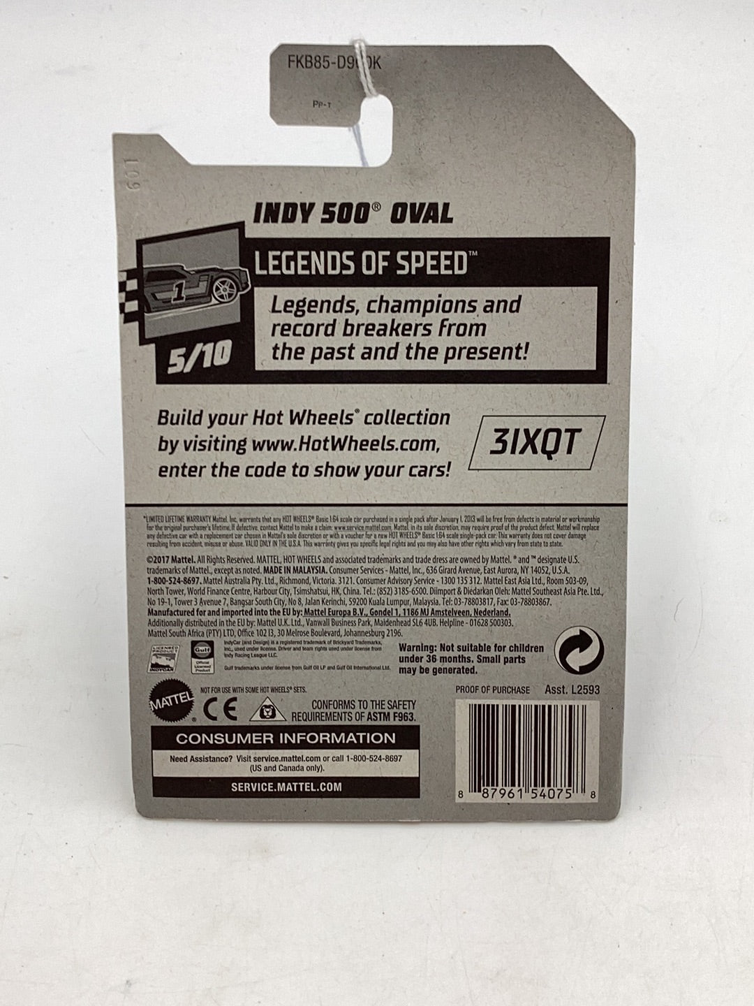 2018 Hot wheels Zamac #10 Indy 500 Oval (Not perfect card)