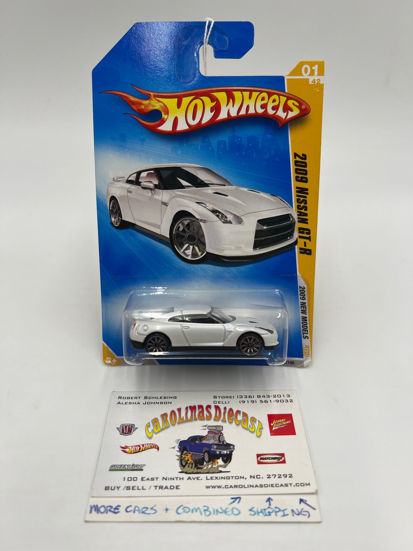 2009 Hot Wheels New Models #1 2009 Nissan GT-R White Smoked Chrome Wheel Variation Blister Not Perfect SR