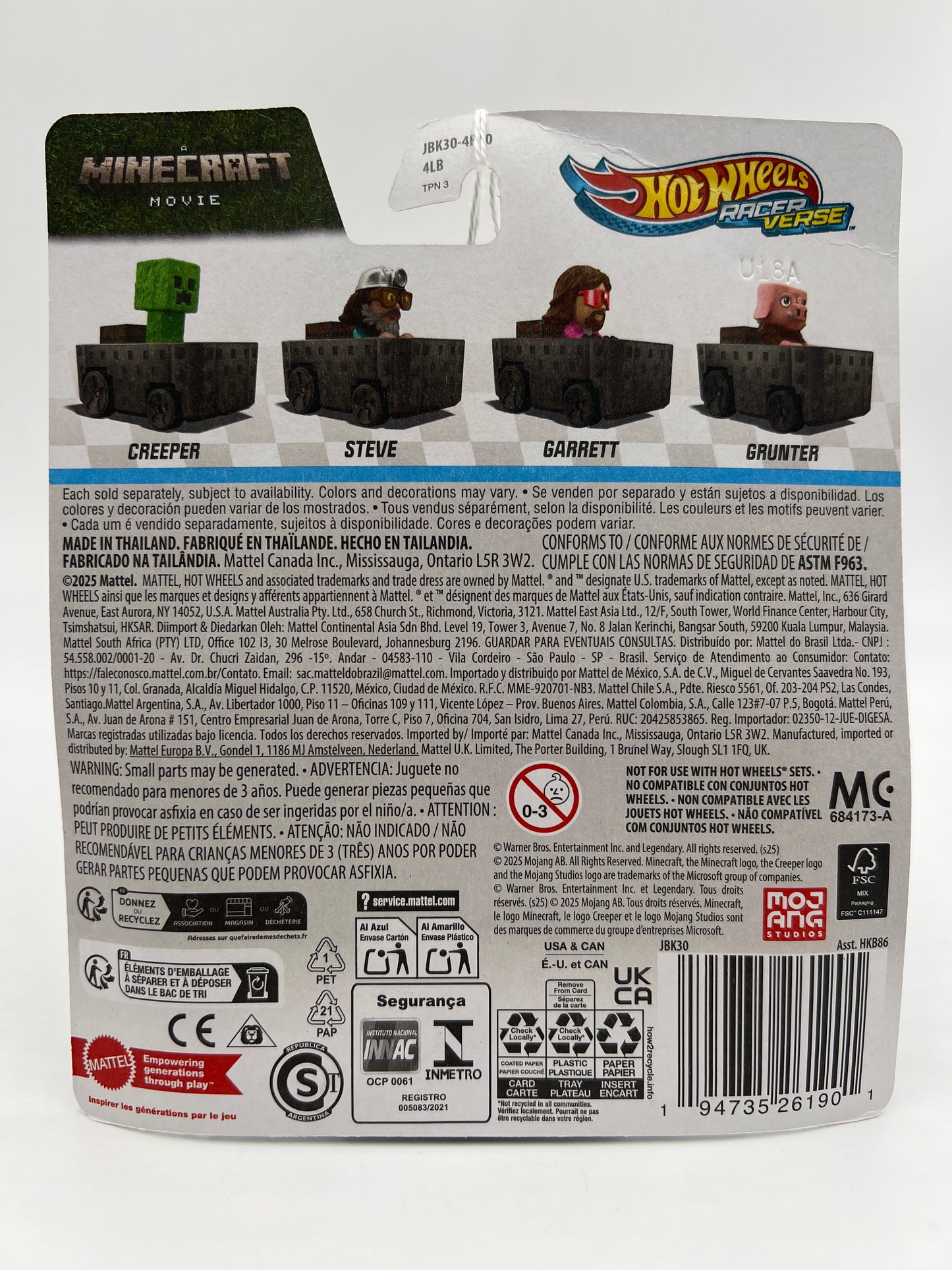 2025 Hot Wheels Racer Verse A Minecraft Movie Creeper 111C