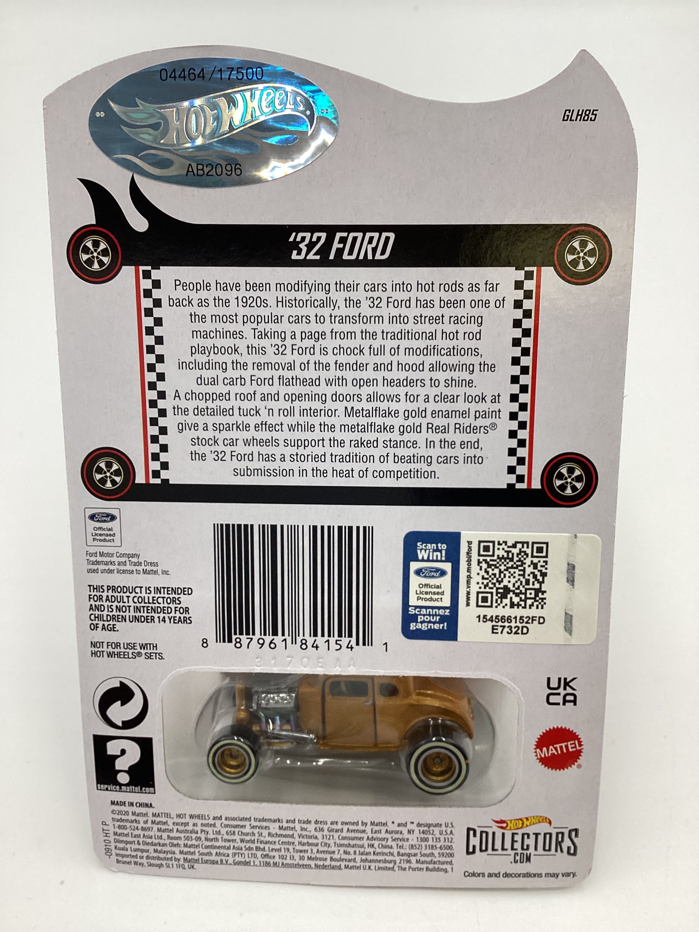 2021 Hot Wheels RLC #04464/17500 32 Ford Gold with protector