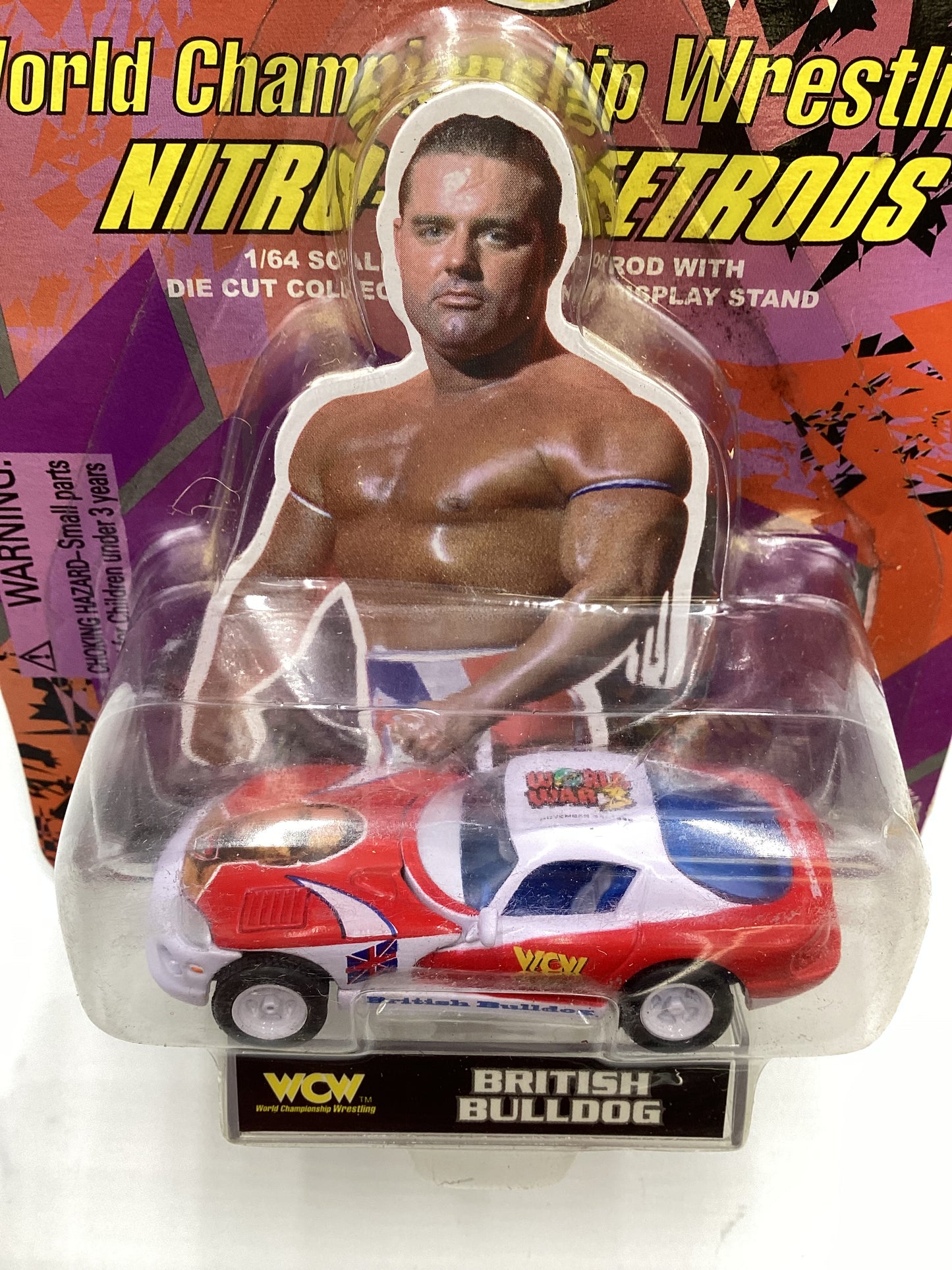 Racing Champions WCW Nitro Streetrods British Bulldog 96 Viper GTS White/Red *Cracked Blister* SR