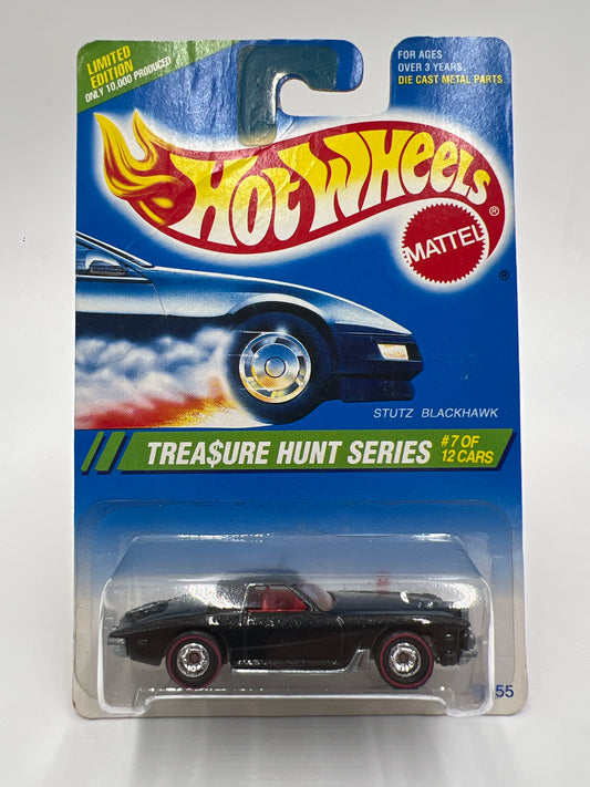 1995 Hot Wheels Treasure Hunt Series #7 Real Riders Stutz Blackhawk Black W/Protector Card Has Wrinkles