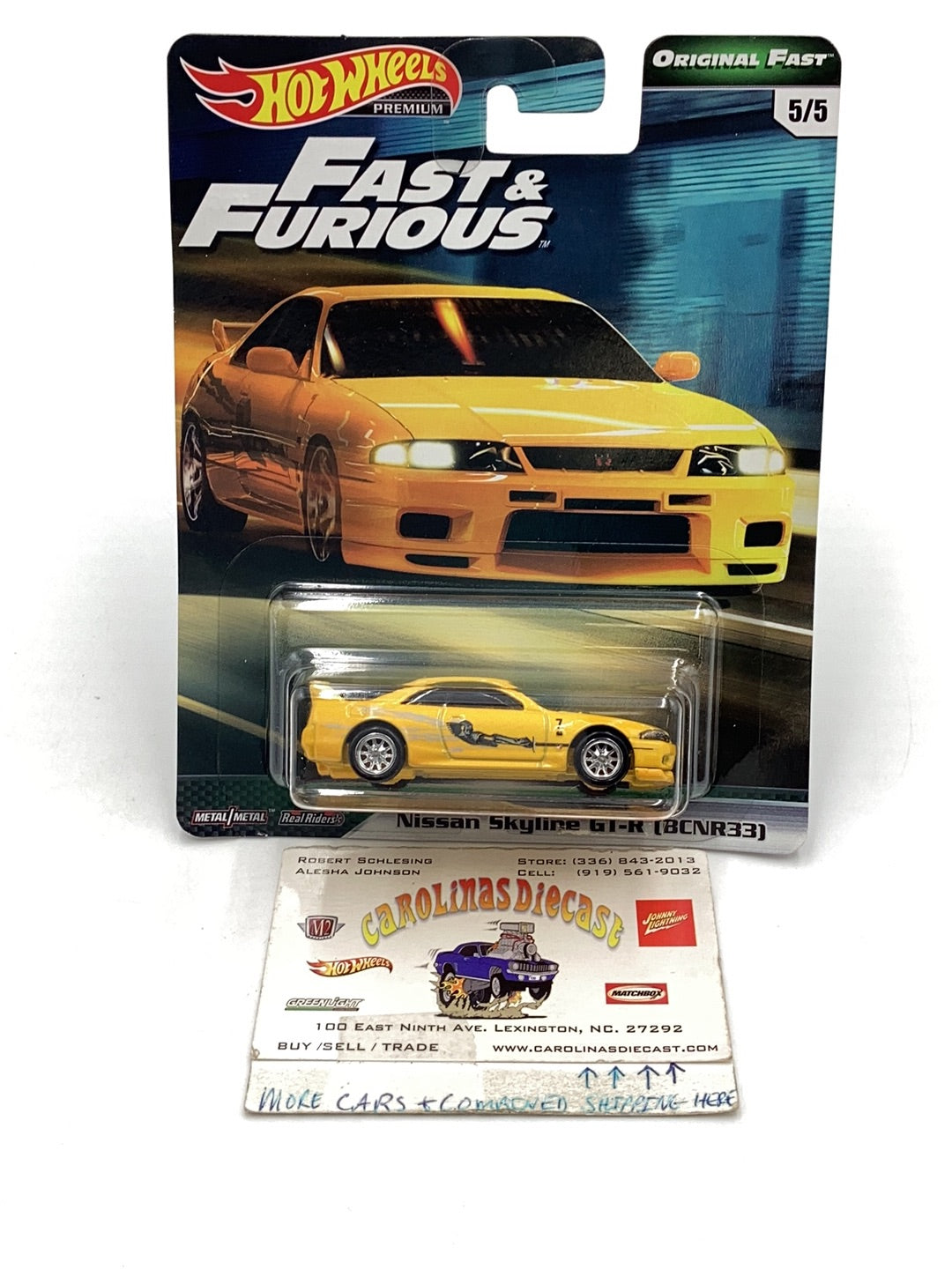 Hot wheels premium fast and furious Original Fast Nissan skyline GT-R bcnr33 5/5 with protector