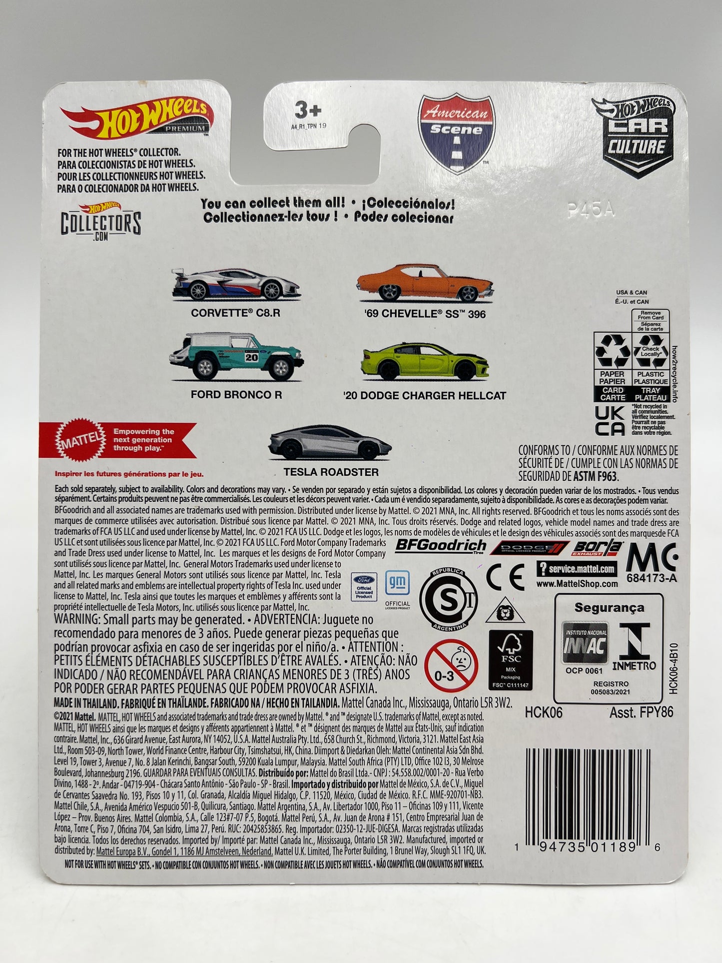Hot Wheels Premium Car Culture American Scene CHASE #0 Corvette C8.R Black W/Protector