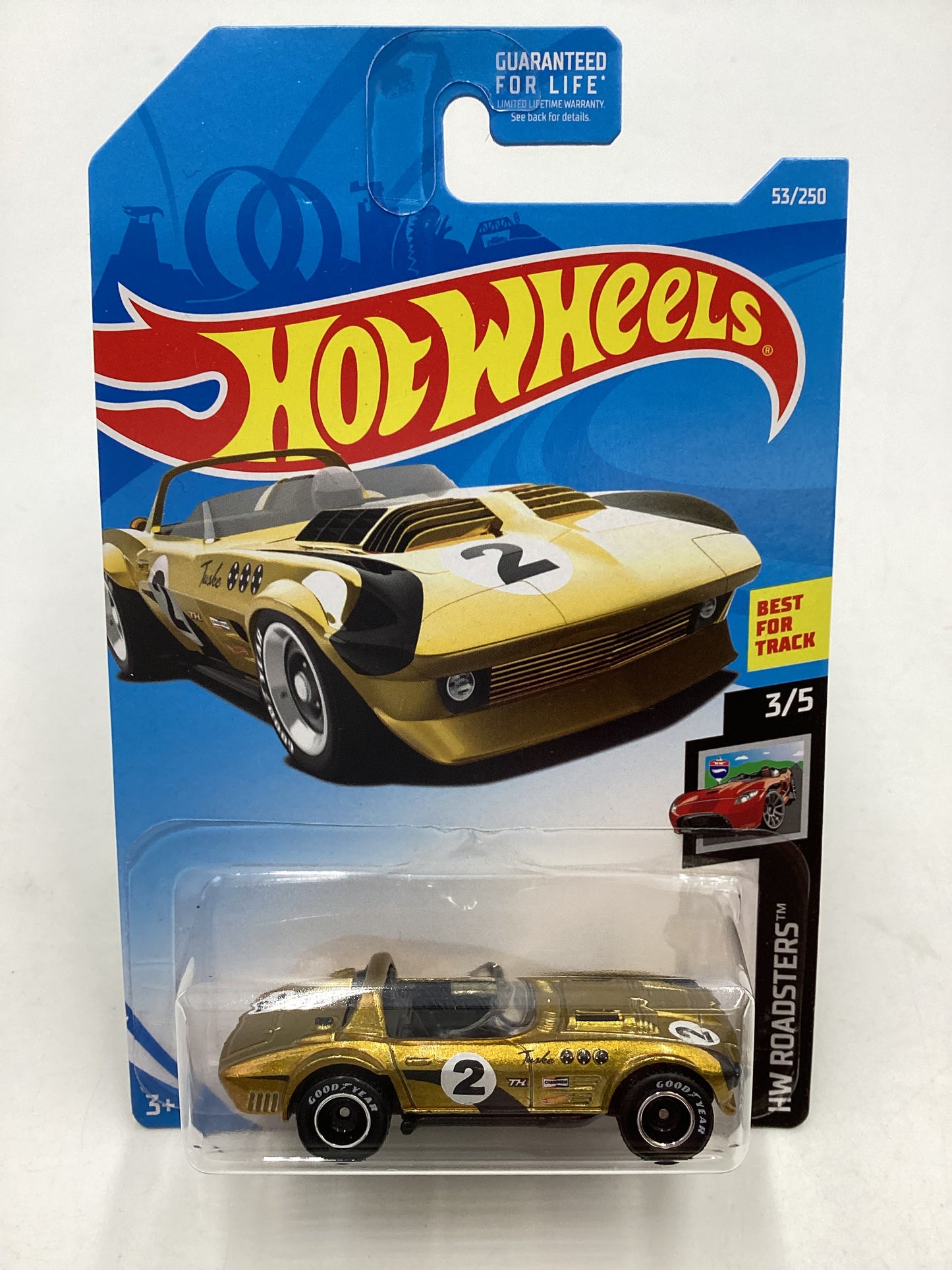 2019 Hot wheels Super treasure hunt #53 Corvette Grand Sport Roadster Gold W/Protector